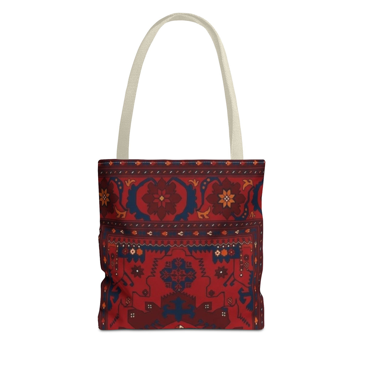 Red Persian Rug Pattern Tote Bag | Boho Oriental Carpet Design