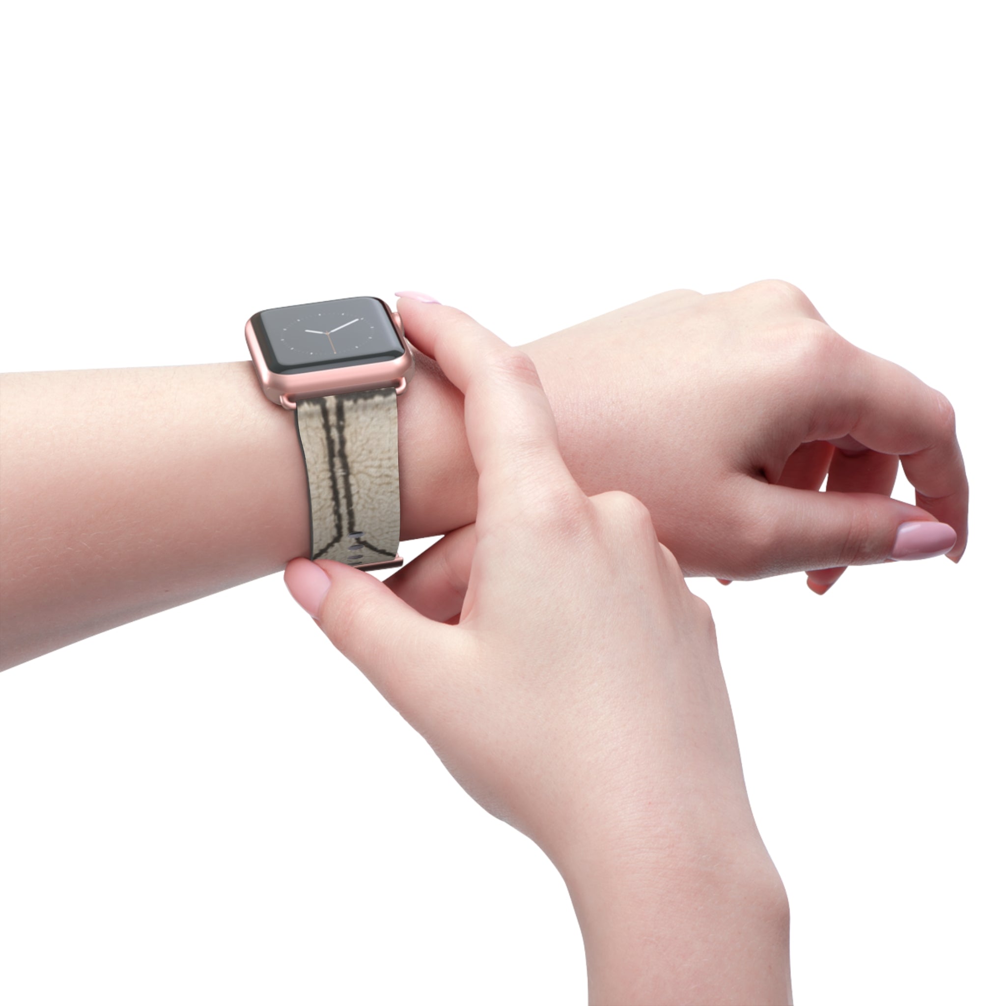 Beige Geometric Moroccan Pattern Watch Band | Neutral Minimalist Leather Look