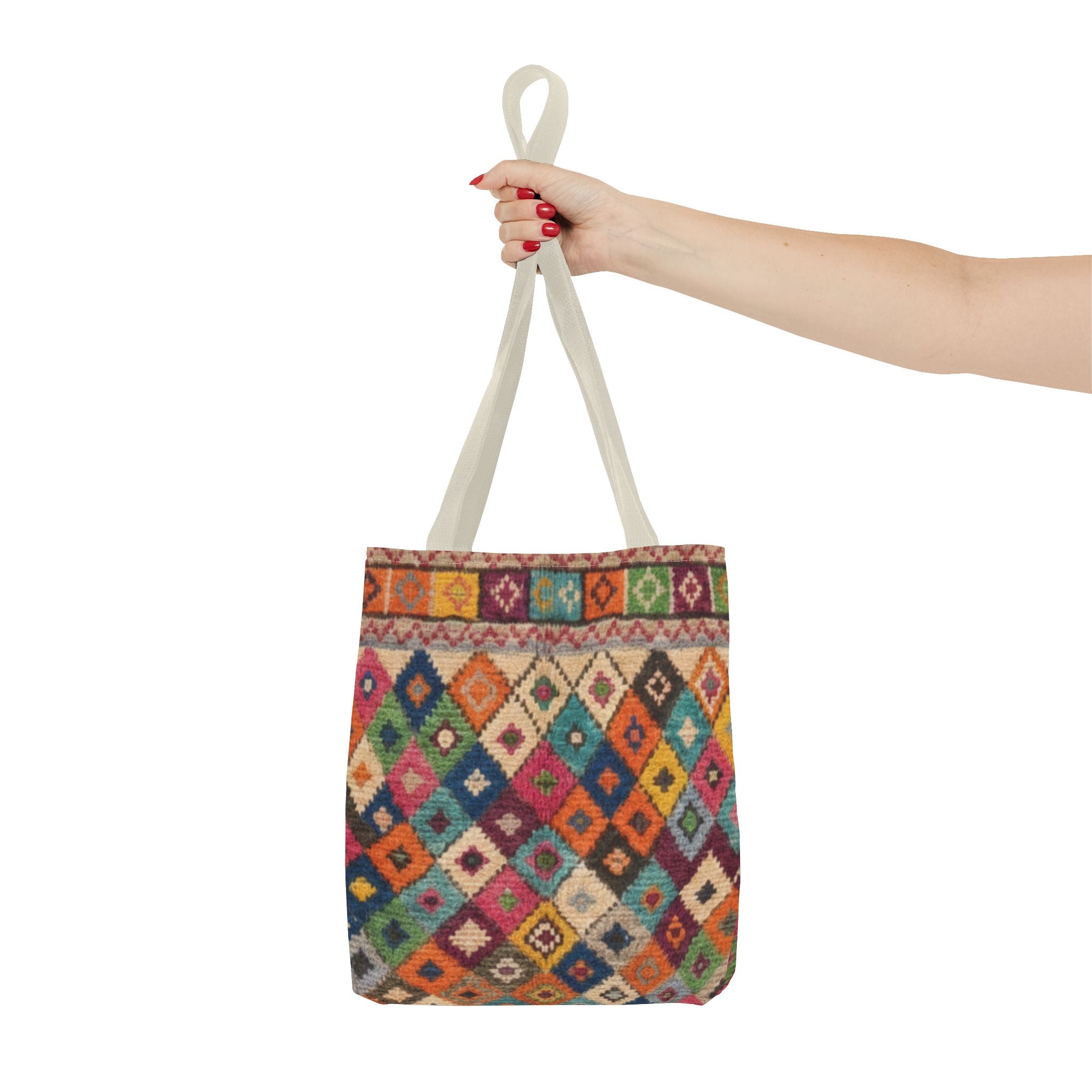 Colorful Kilim Diamond Pattern Tote Bag | Boho Tribal Aztec Shopper
