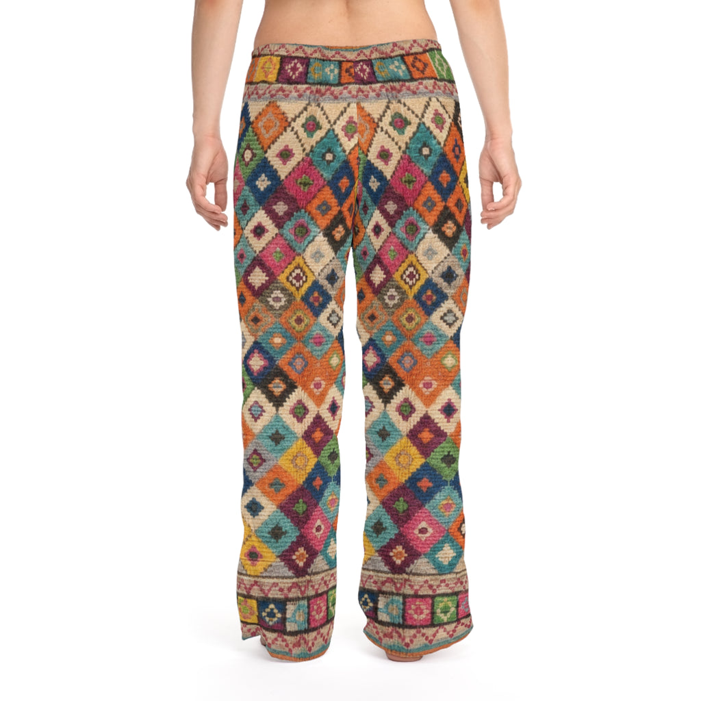 Colorful Diamond Quilt Moroccan Pattern Pants | Boho Geometric Lounge