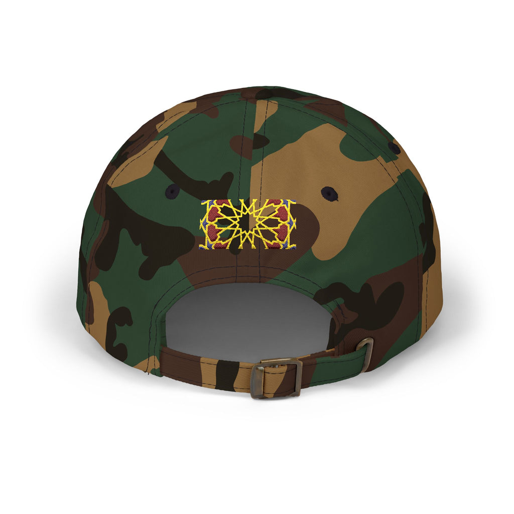 Floral Moroccan Mosaic Embroidered Dad Cap | White Cotton Baseball Hat