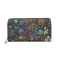 Floral Night Garden Zipper Wallet — Dark Botanical Zip Wallet