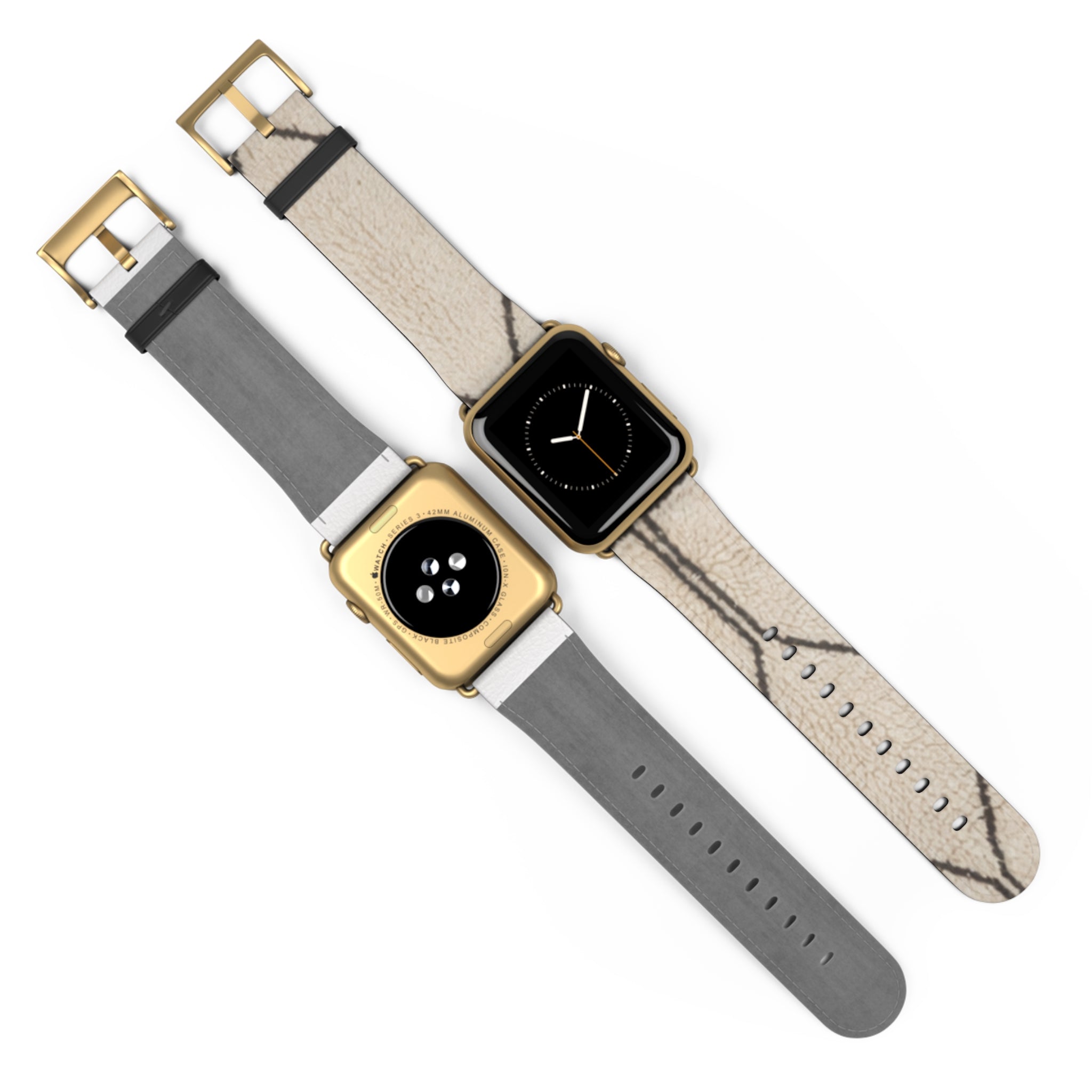 Beige Geometric Moroccan Pattern Watch Band | Neutral Minimalist Leather Look