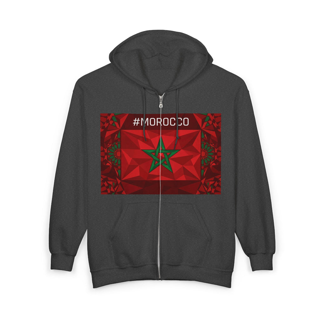 Morocco Flag Zip Hoodie | Moroccan Flag Zipper Pull