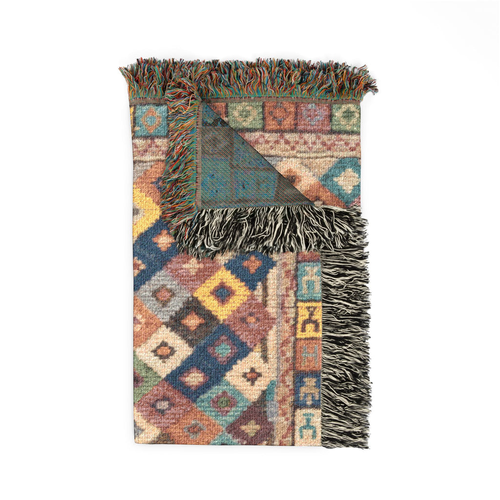 Bohemian Kilim Pattern Woven Blanket | Southwestern Geometric Throw