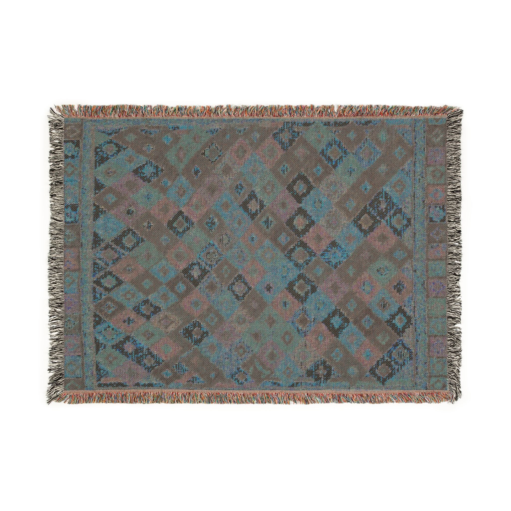 Bohemian Kilim Pattern Woven Blanket | Southwestern Geometric Throw