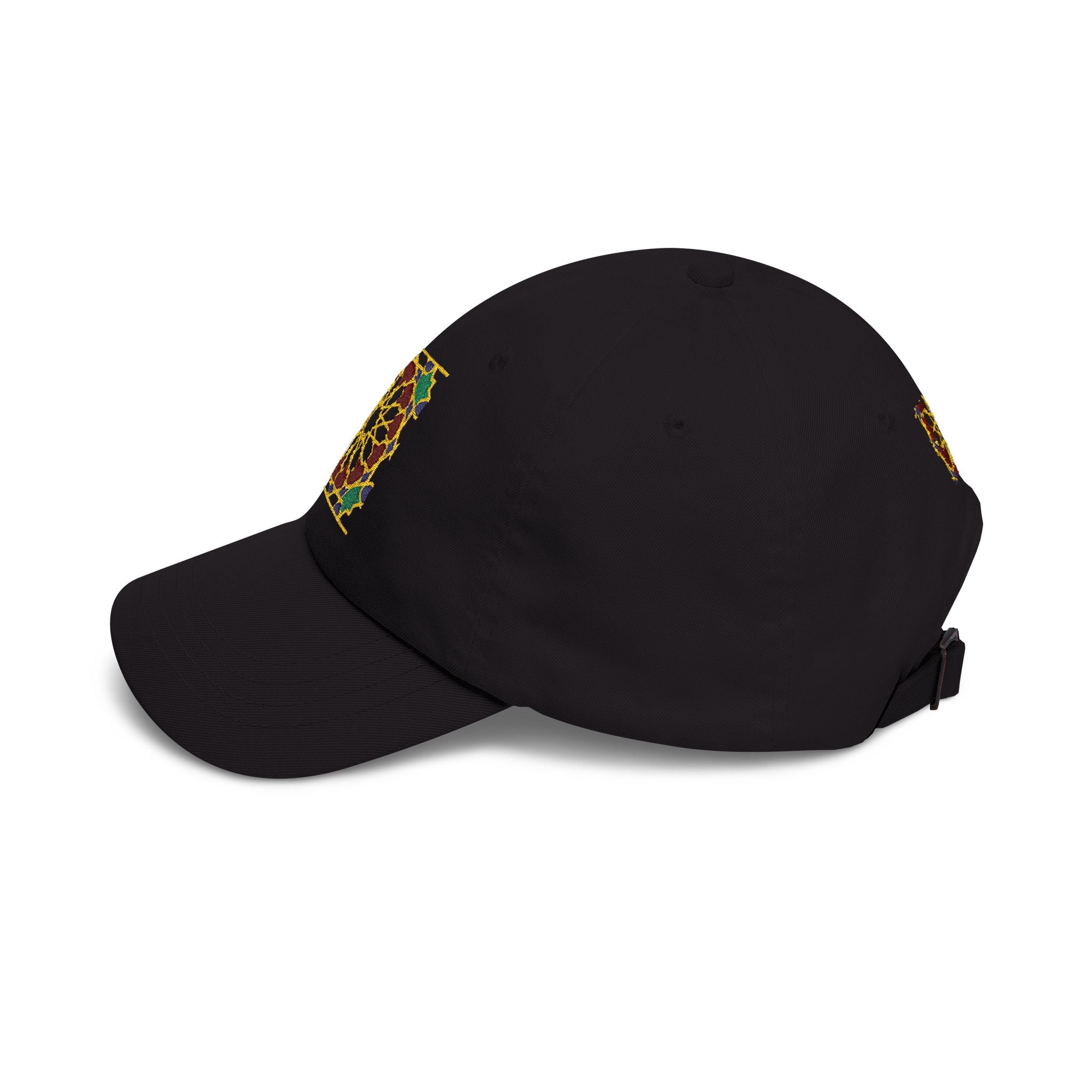 Floral Moroccan Mosaic Embroidered Dad Cap | White Cotton Baseball Hat