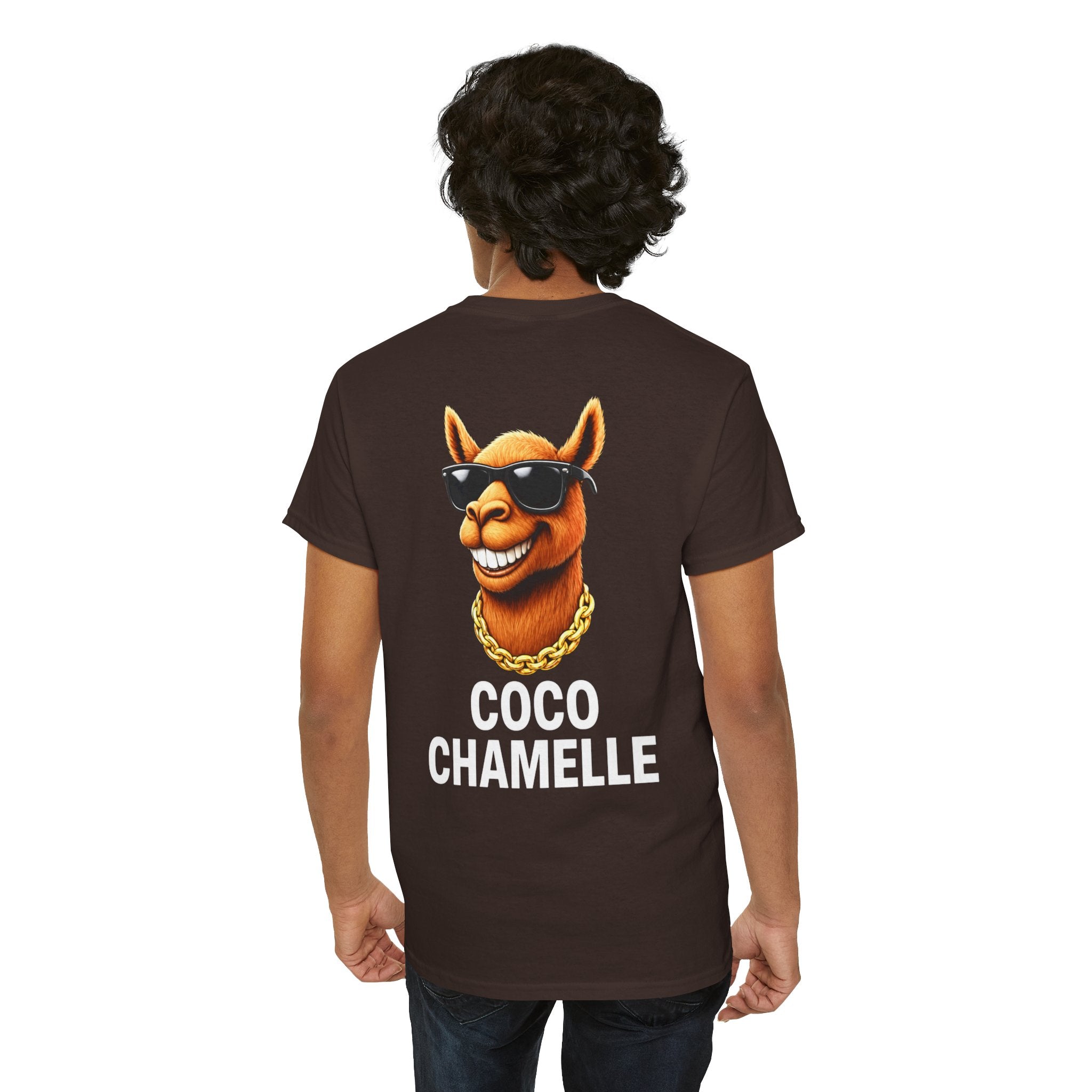 Coco Chamelle Tee Shirt - Cool Camel with Sunglasses & Gold Chain