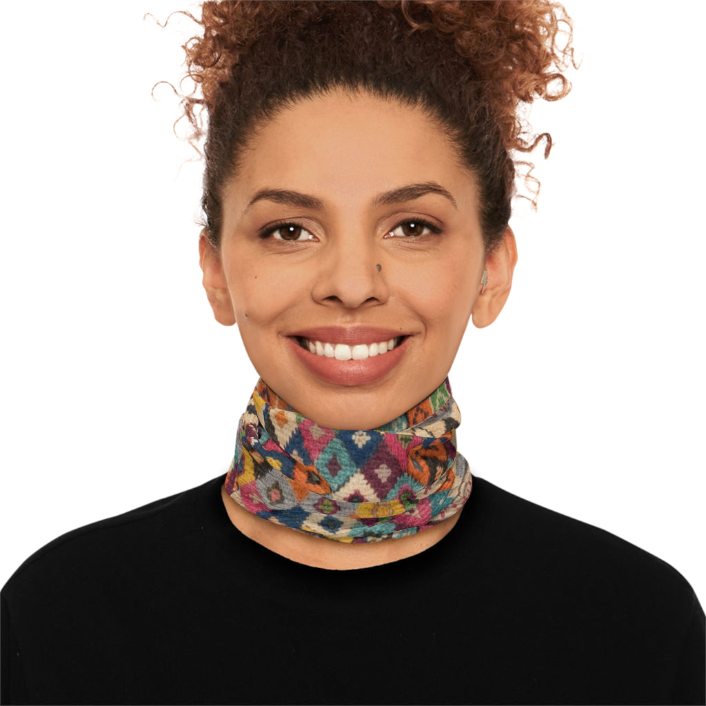 Colorful Kilim Diamond Pattern Neck Gaiter | Boho Aztec Scarf