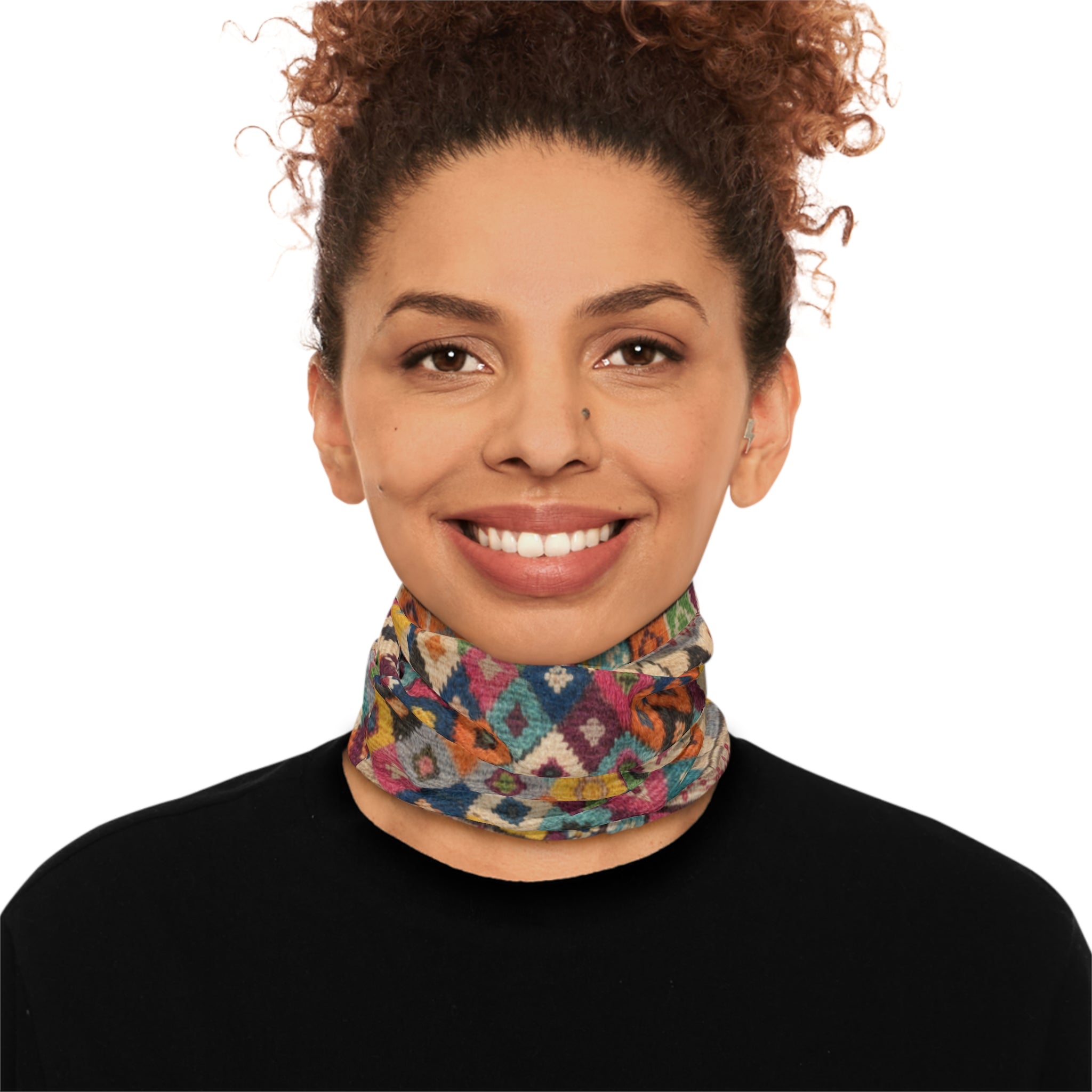 Colorful Kilim Diamond Pattern Neck Gaiter | Boho Aztec Scarf