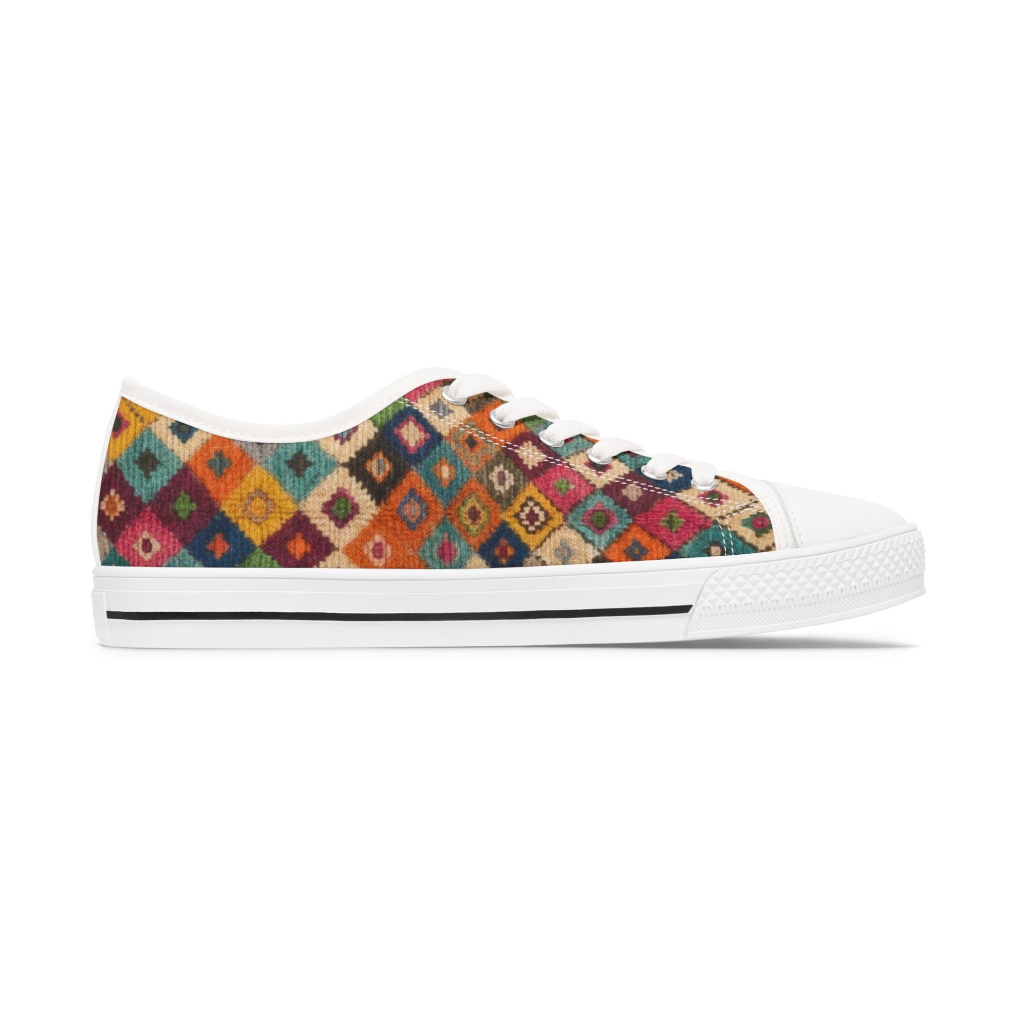 Colorful Kilim Pattern Women's Low Top Sneakers | Boho Moroccan Berber Print