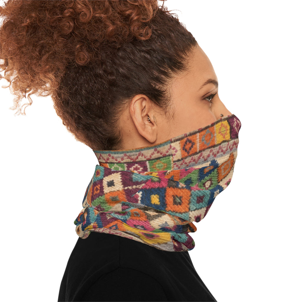 Colorful Kilim Diamond Pattern Neck Gaiter | Boho Aztec Scarf
