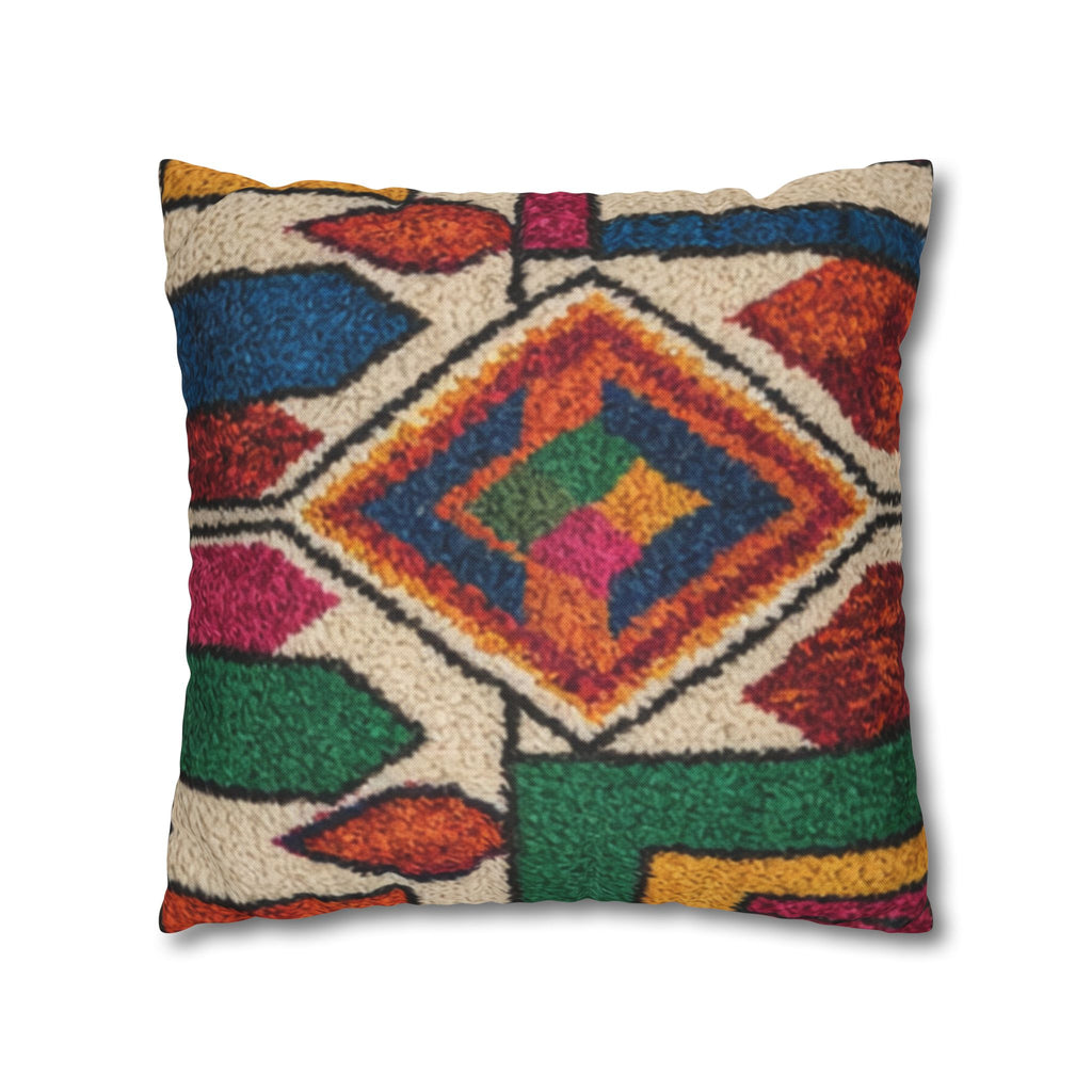 Moroccan Kilim Pattern Pillowcase Spun Polyester Square Pillowcase | Boho Geometric Throw