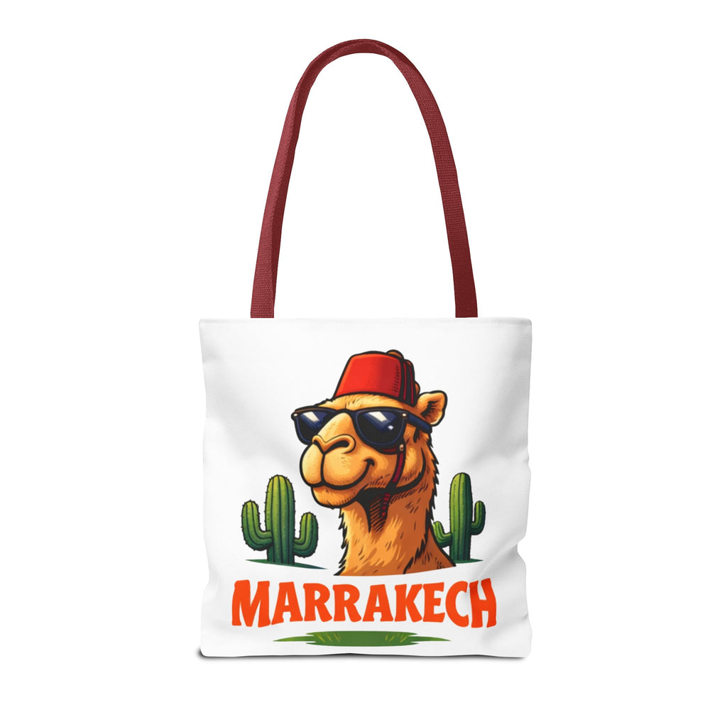 Marrakech Coco Chamelle Tote Bag — Cool Camel with Sunglasses Travel Tote