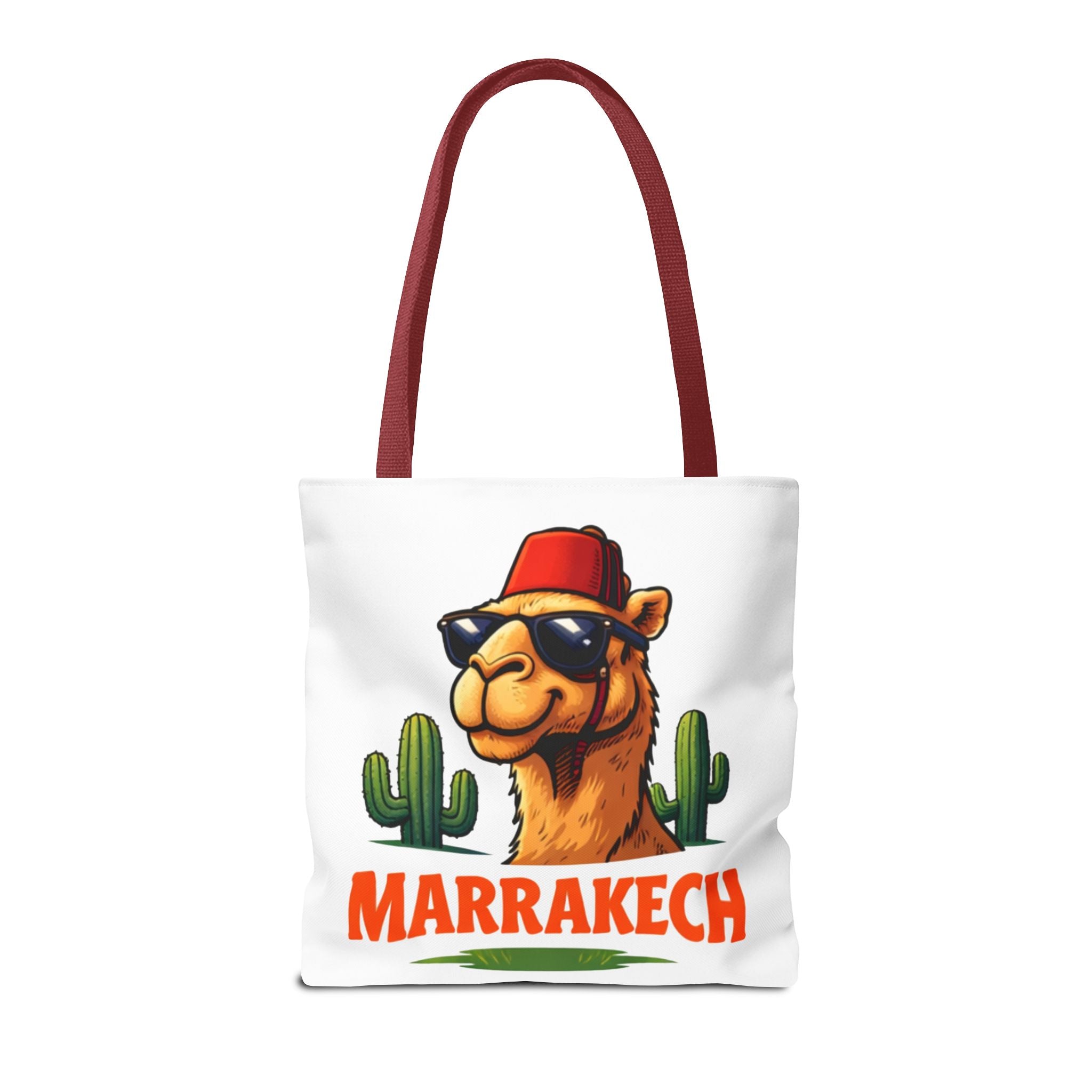 Marrakech Coco Chamelle Tote Bag — Cool Camel with Sunglasses Travel Tote