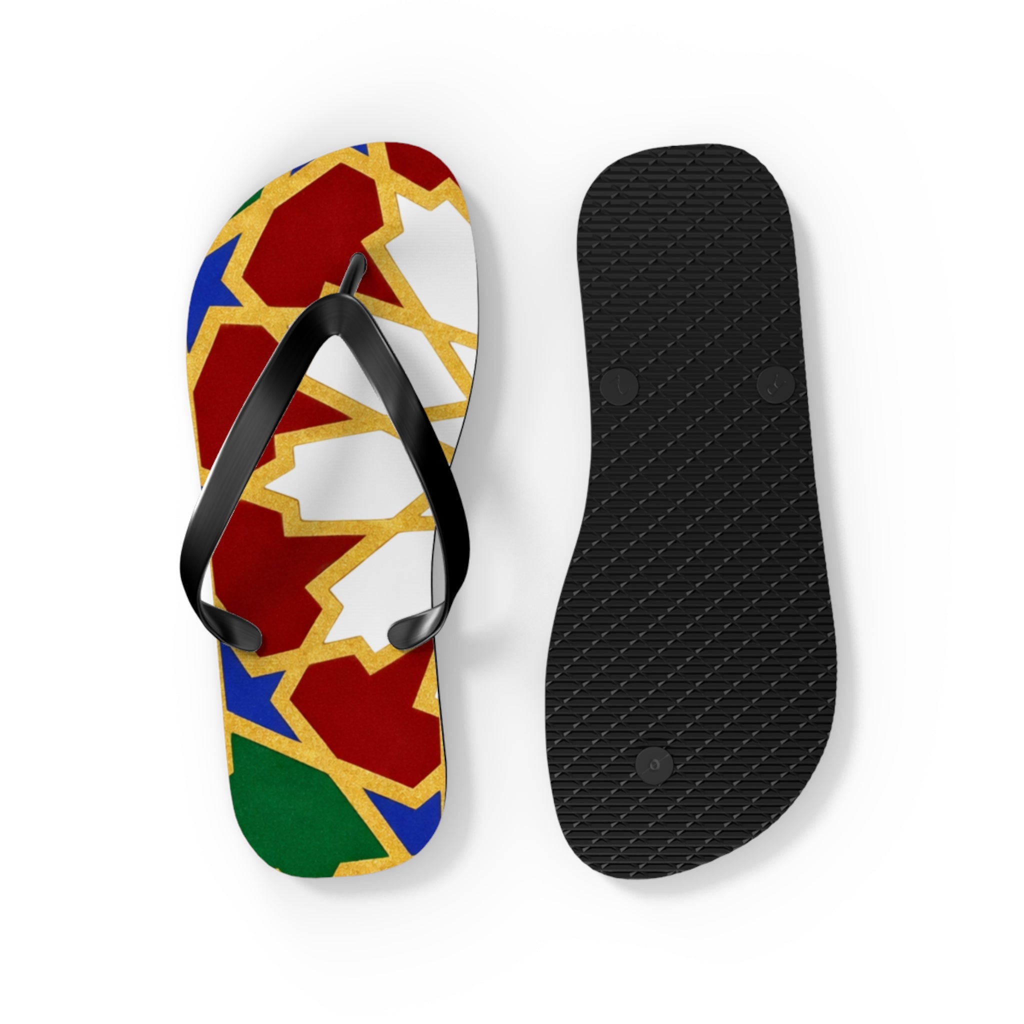Moroccan Tile Pattern Flip Flops | Colorful Geometric Sandals