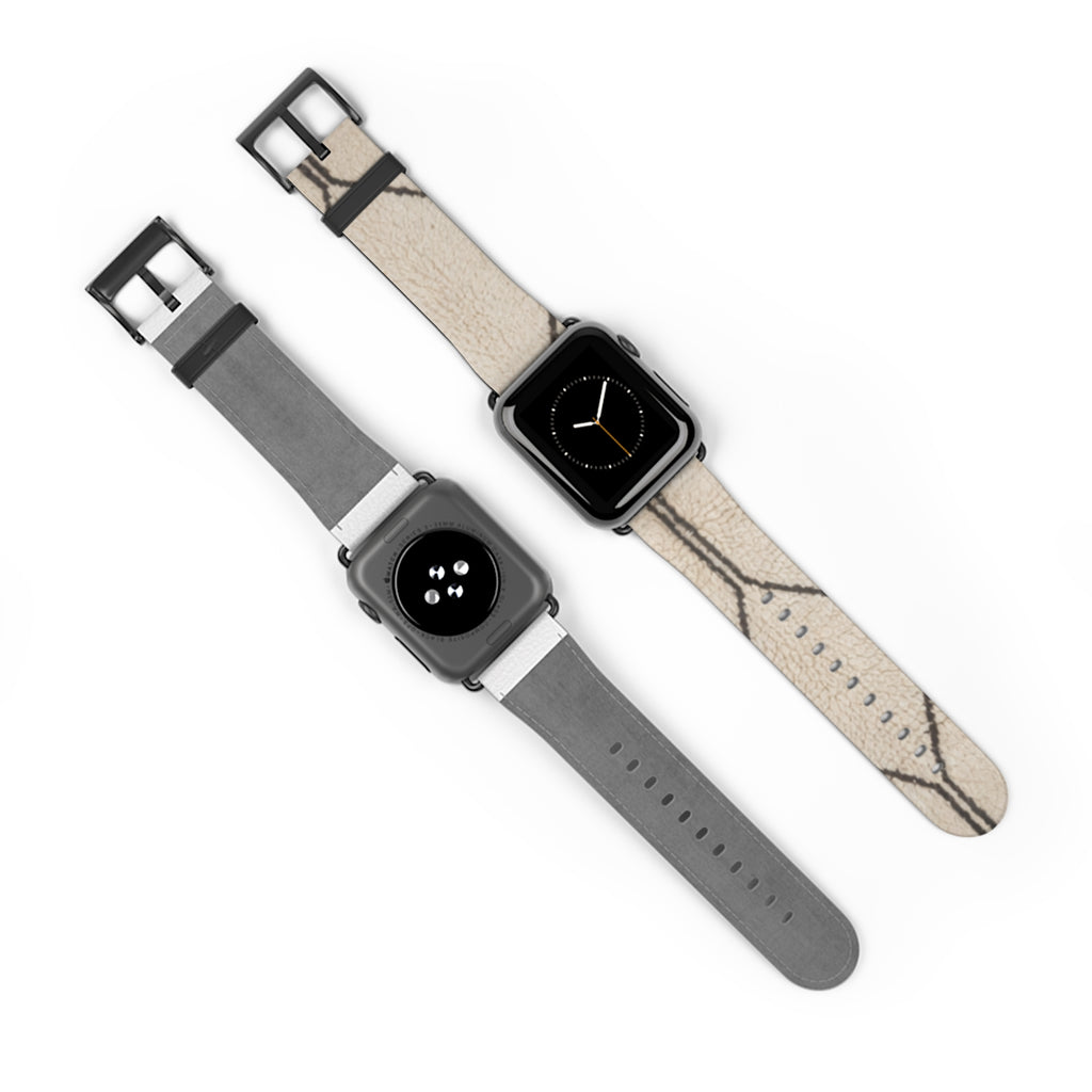 Beige Geometric Moroccan Pattern Watch Band | Neutral Minimalist Leather Look