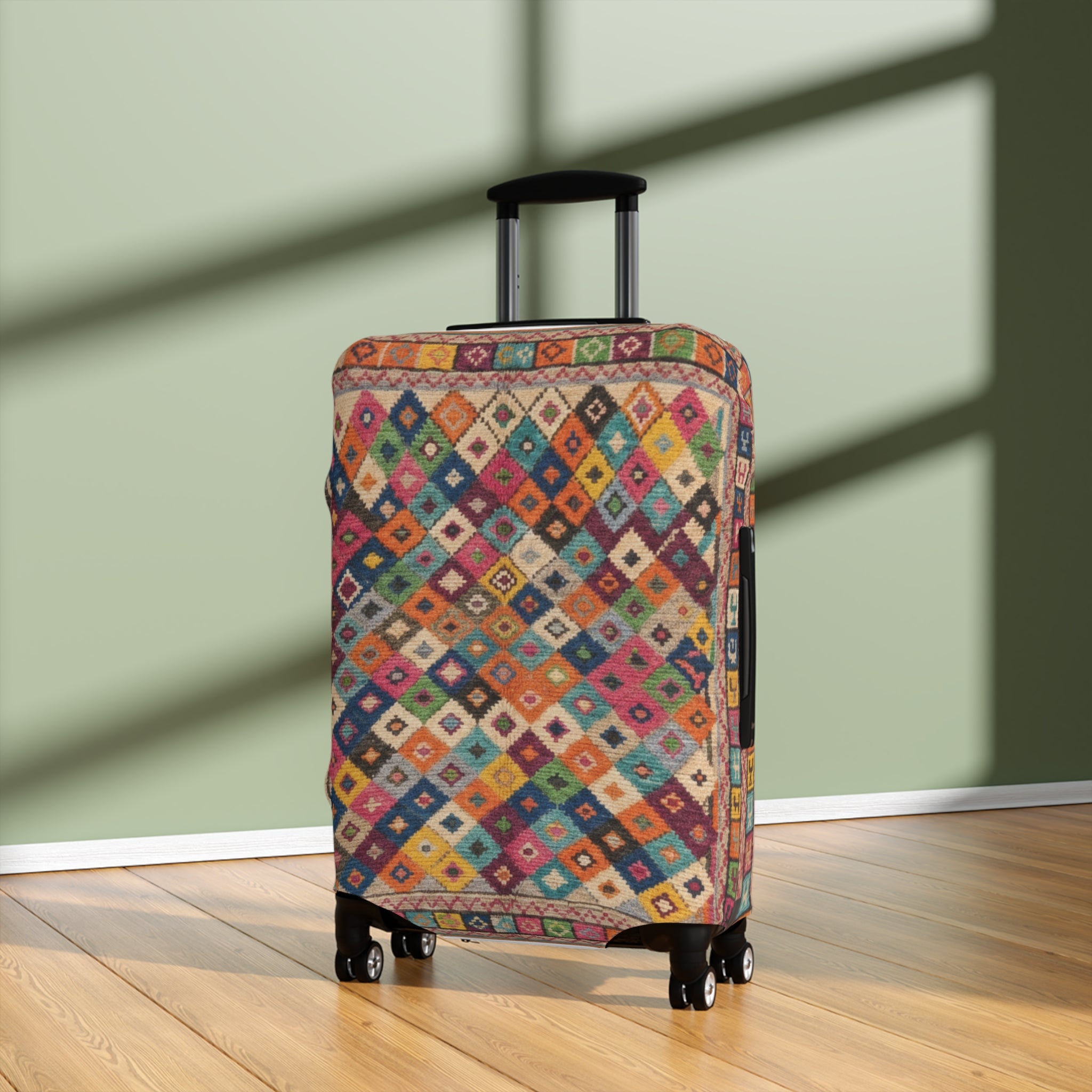 Colorful Kilim Diamond Pattern Luggage Cover | Boho Travel Accessory