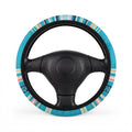 Teal Wave Stripe Car Steering Wheel Cover | Blue Striped Steering Wheel Sleeve