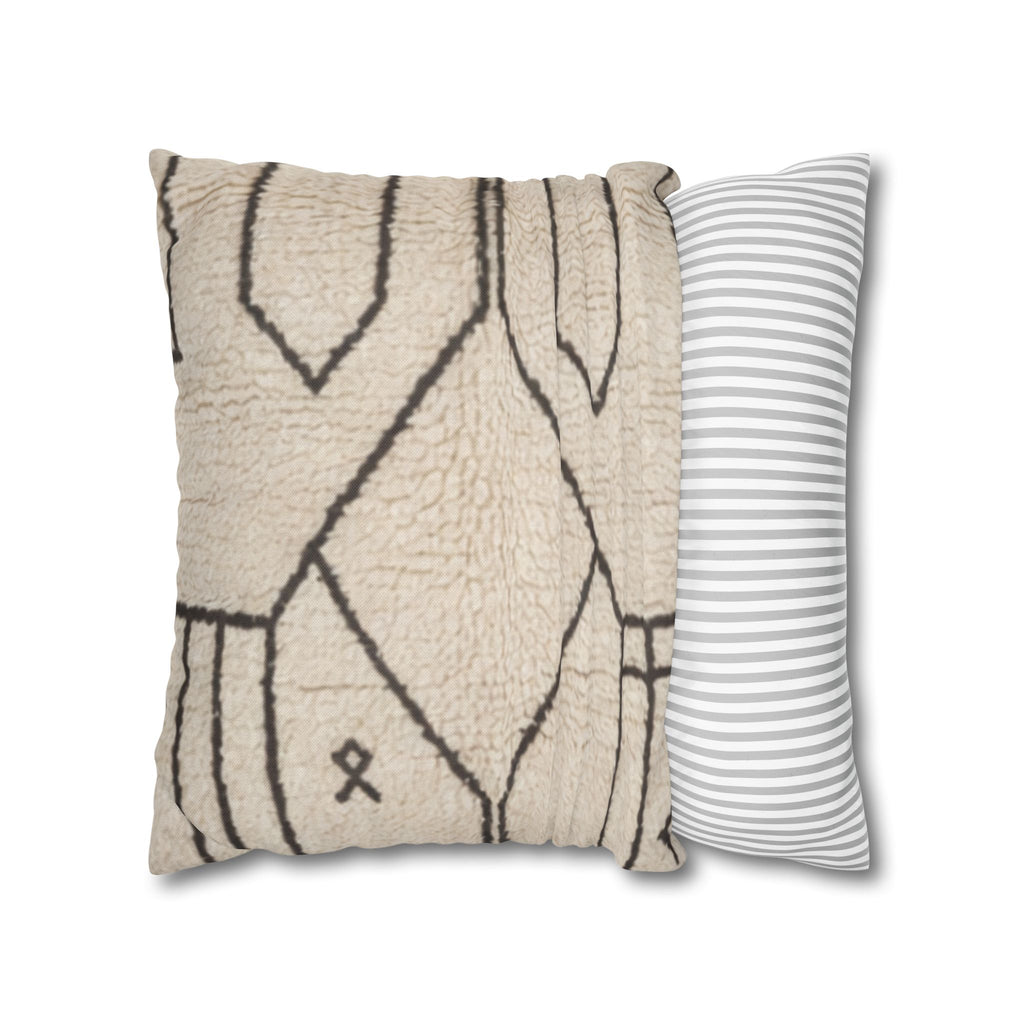 Neutral Tribal Geometric Pillowcase Spun Polyester Square Pillowcase | Boho Accent