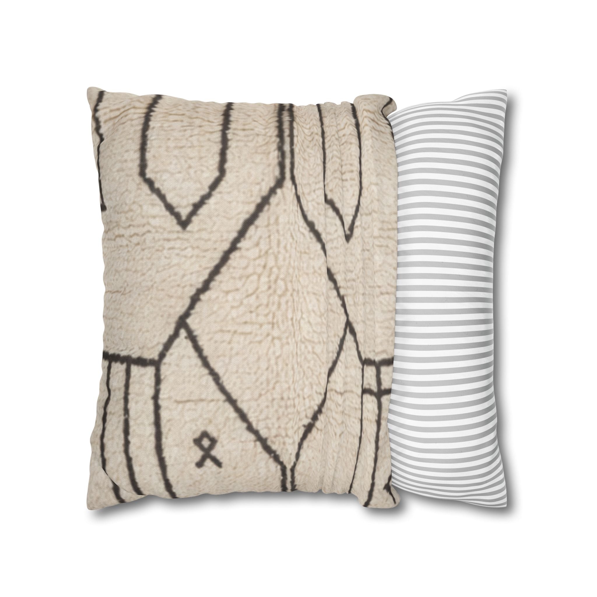 Neutral Tribal Geometric Pillowcase Spun Polyester Square Pillowcase | Boho Accent