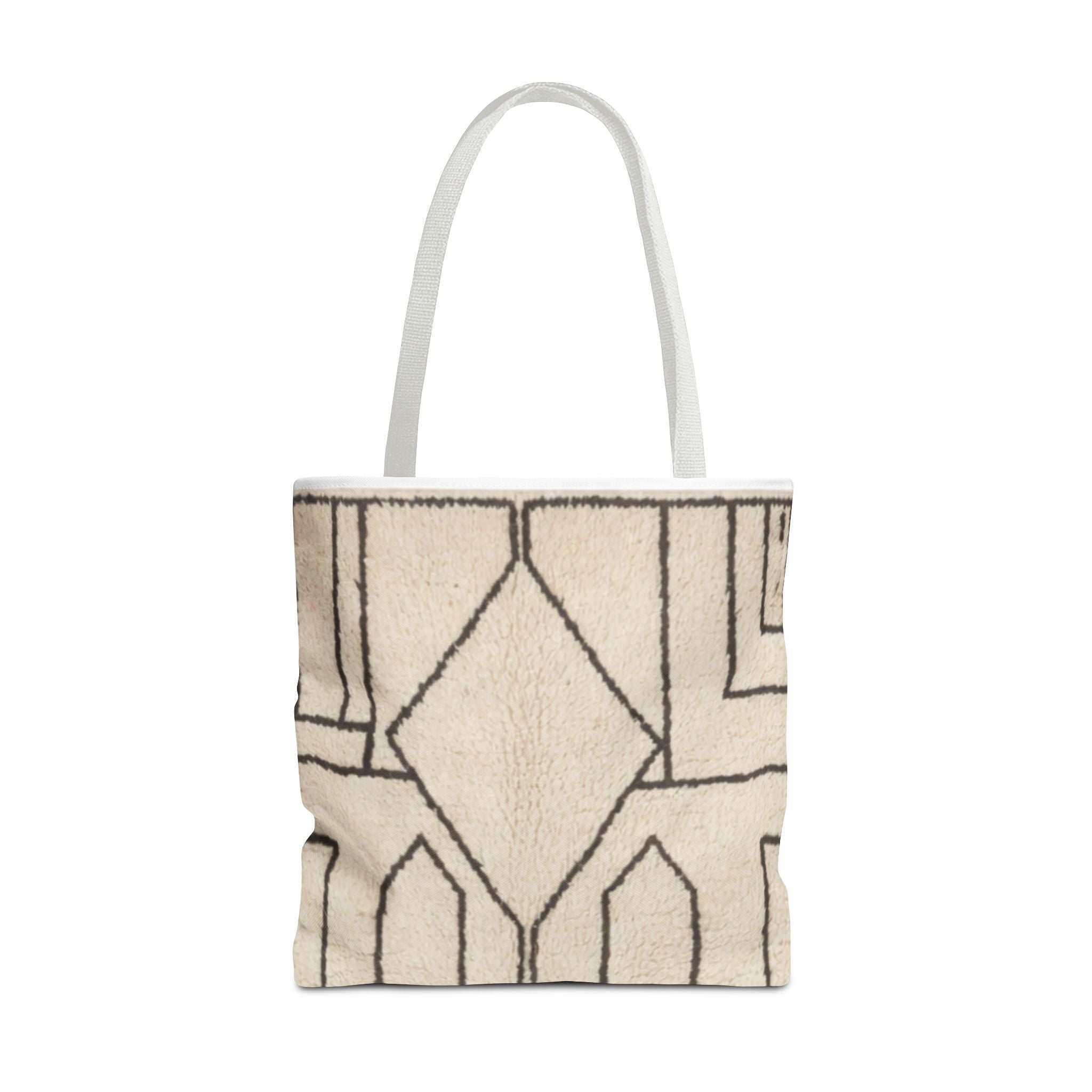 Neutral Geometric Diamond Pattern Tote Bag | Minimal Line Art