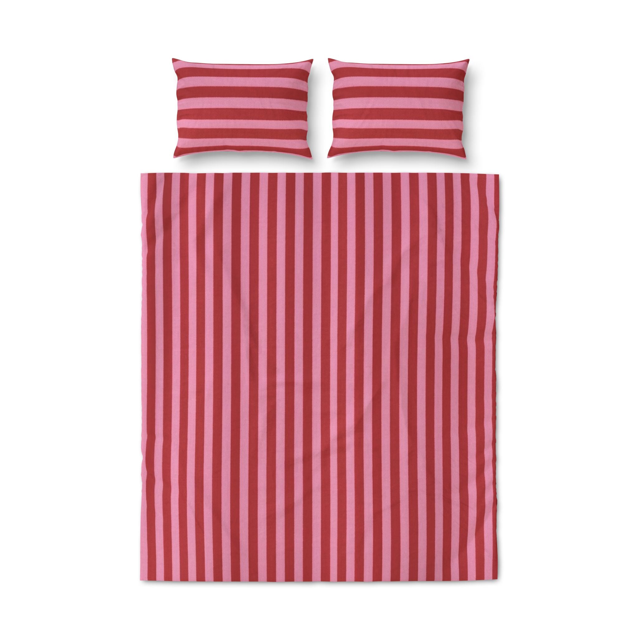 Red and Pink Vertical Stripe Quilt Cover Set