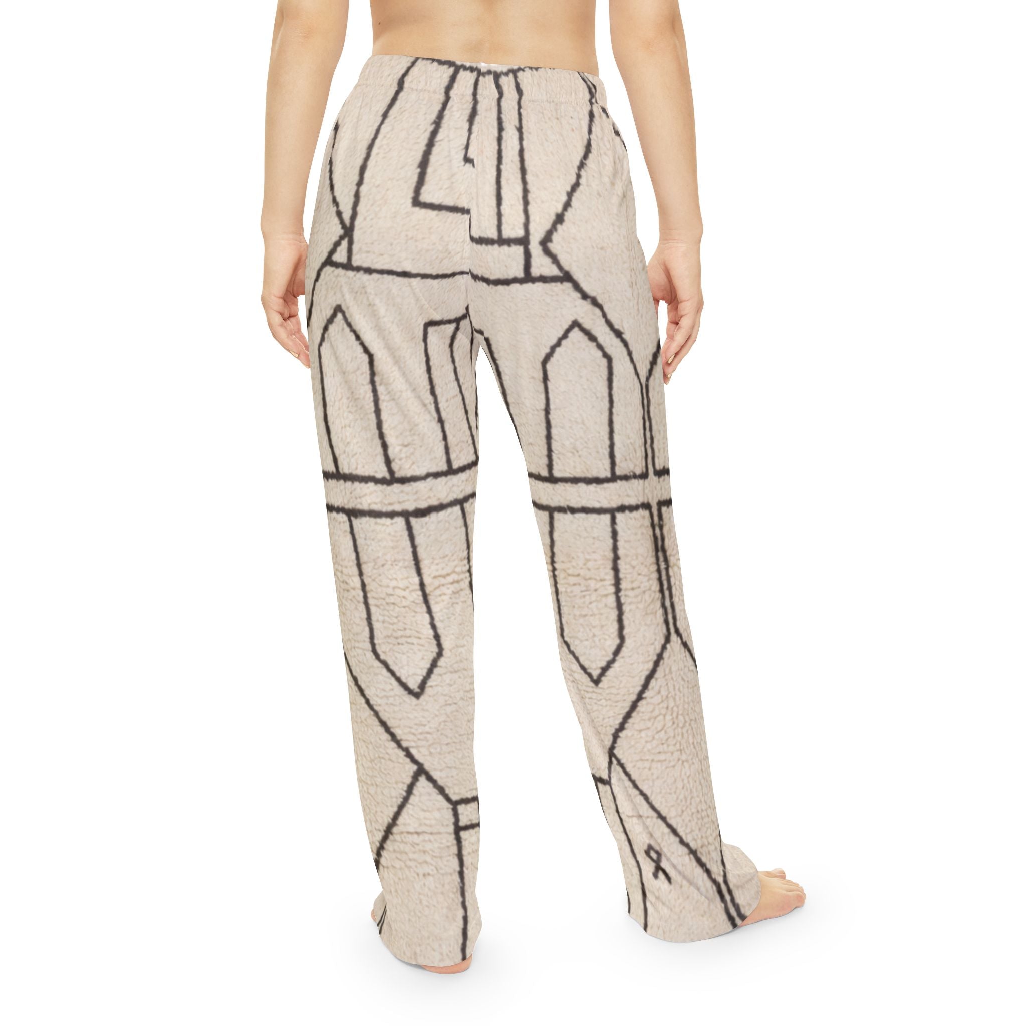 Neutral Geometric Pattern Women's Pants | Ivory Moroccan Lines