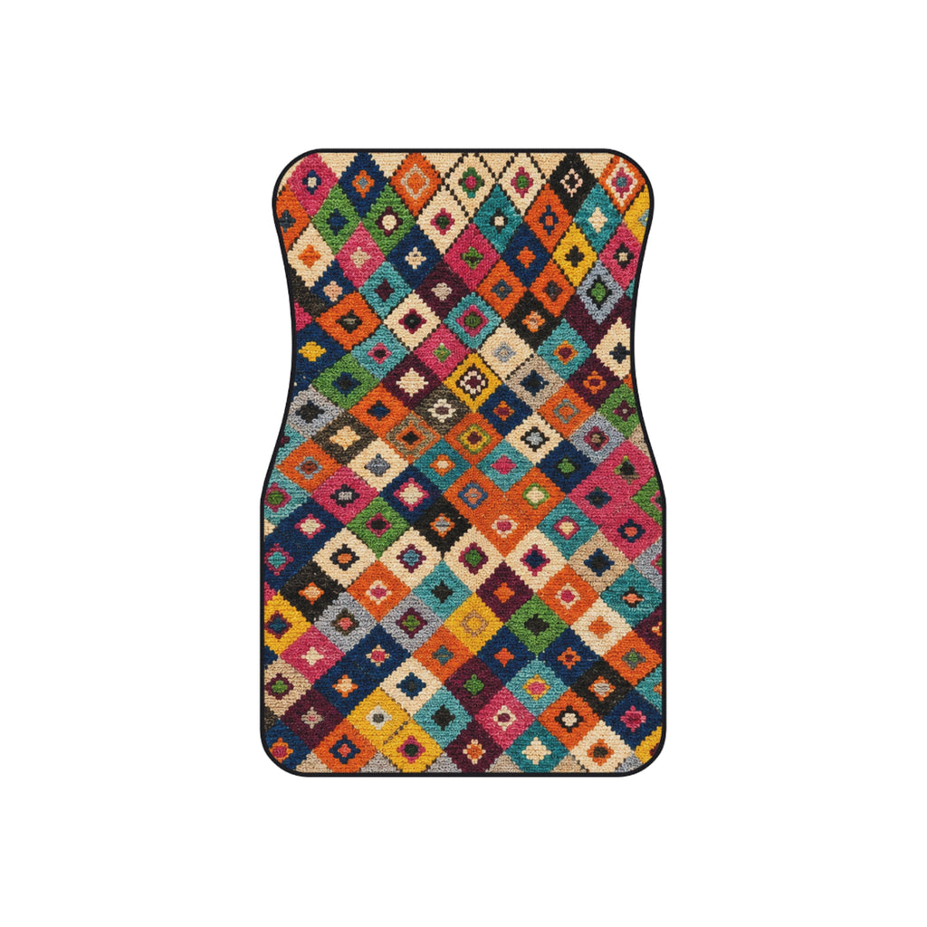 Colorful Kilim Diamond Pattern Car Mats | Set of 4