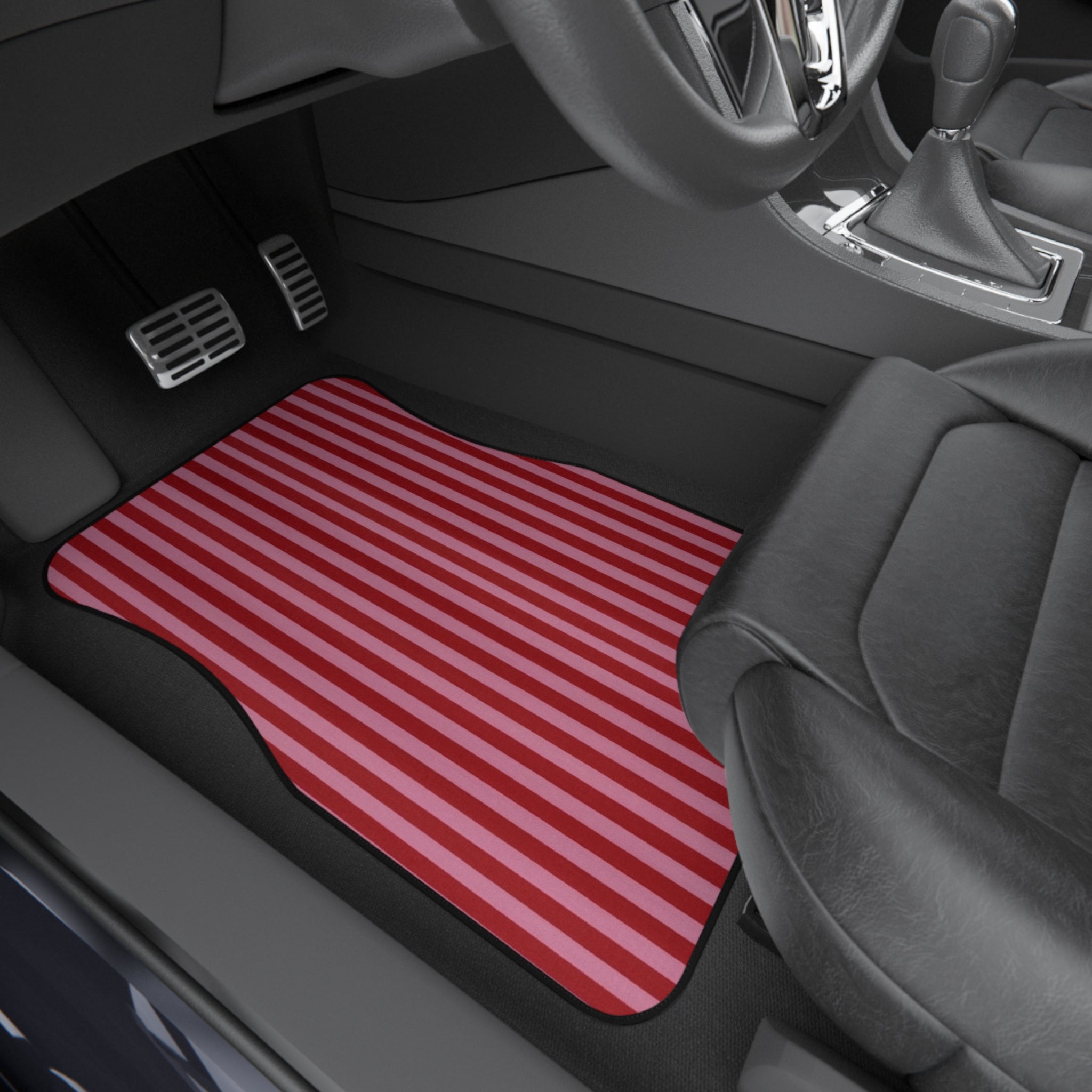 Red and Pink Stripe Car Floor Mats, Car Interiors Decoration | Gifts for Women Drivers
