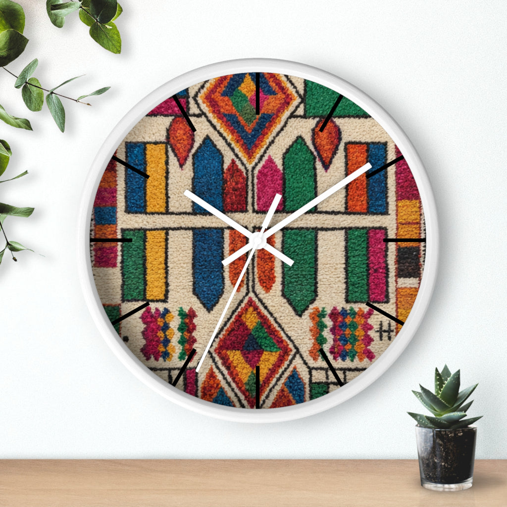Colorful Moroccan Geometric Pattern Wall Clock | Boho Tile Design