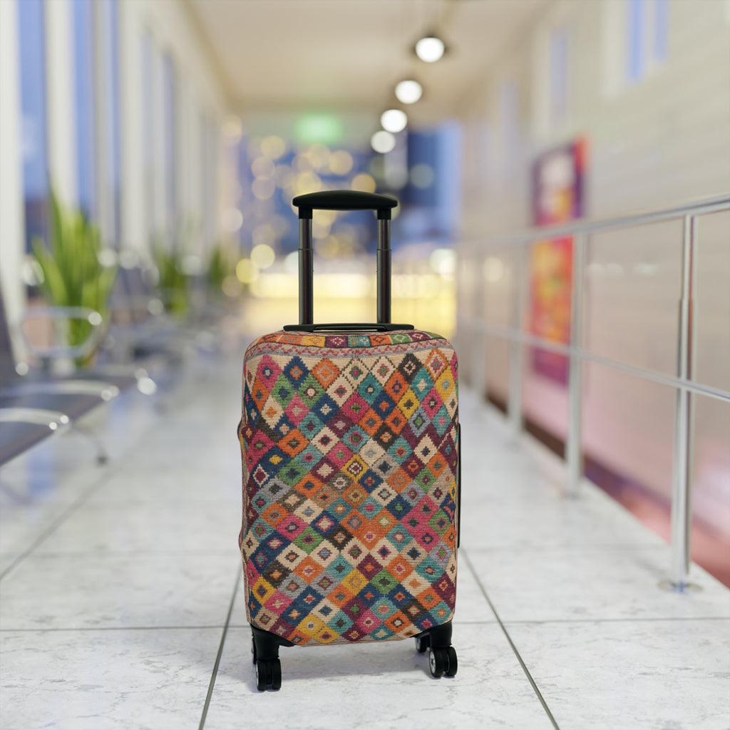 Colorful Kilim Diamond Pattern Luggage Cover | Boho Travel Accessory