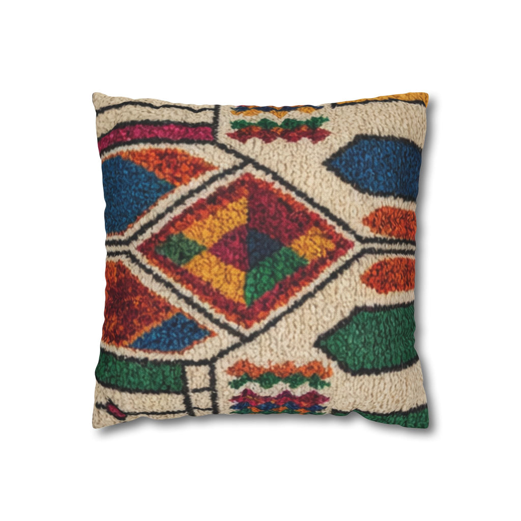 Moroccan Kilim Pattern Pillowcase Spun Polyester Square Pillowcase | Boho Geometric Throw