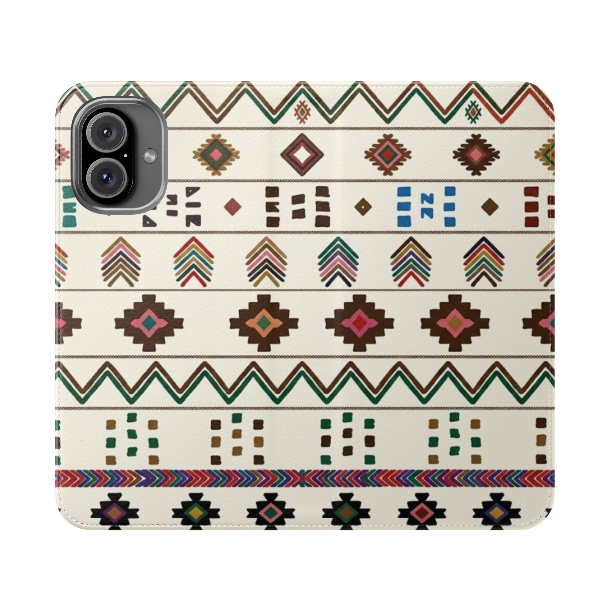 Southwestern Aztec Pattern Flip Case | Tribal Phone Wallet, Card Slots