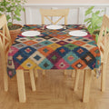 Colorful Ikat Diamond Pattern Tablecloth | Boho Kitchen Dining Decor