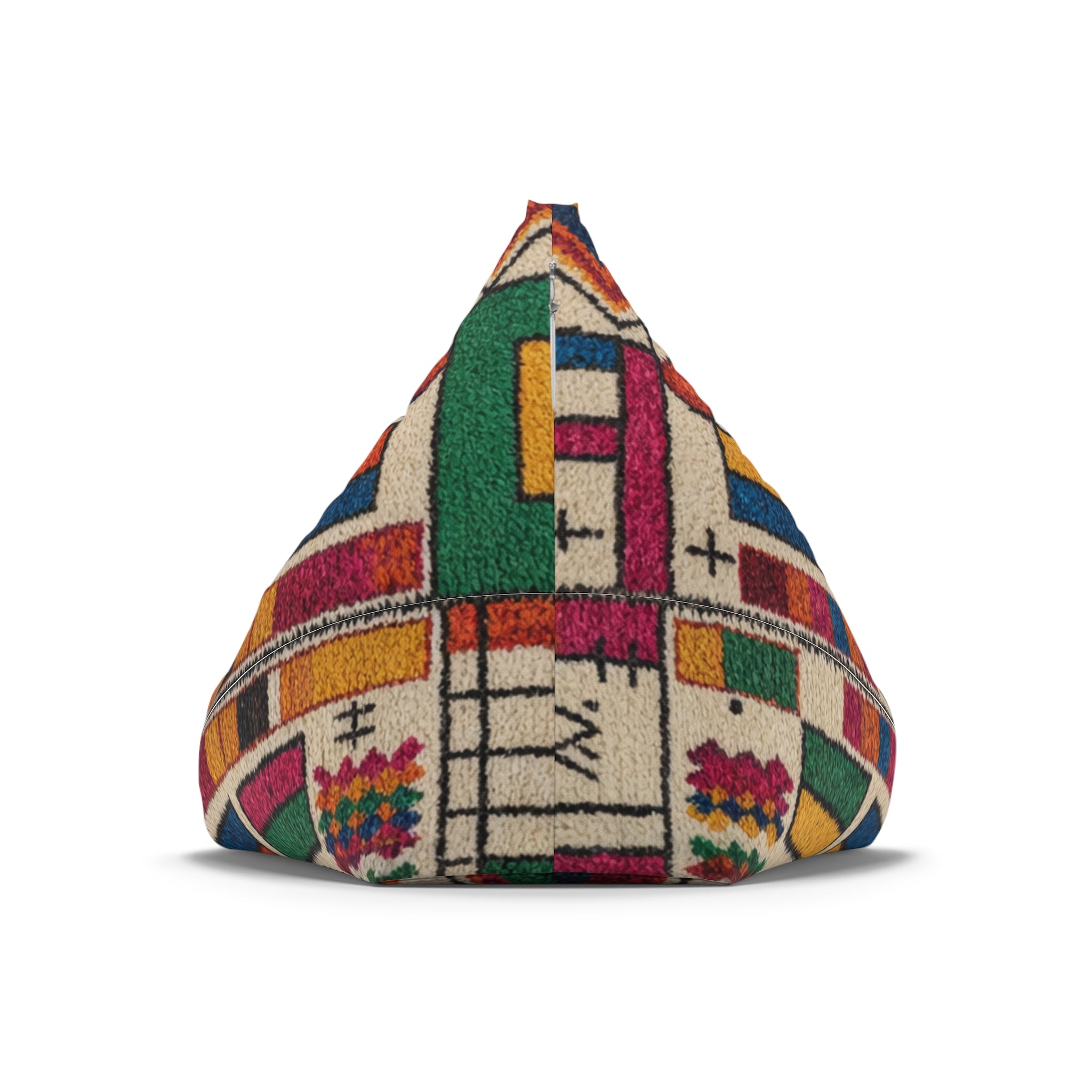 Colorful Moroccan Pouf Bean Bag Chair Cover | Boho Tribal Home Decor