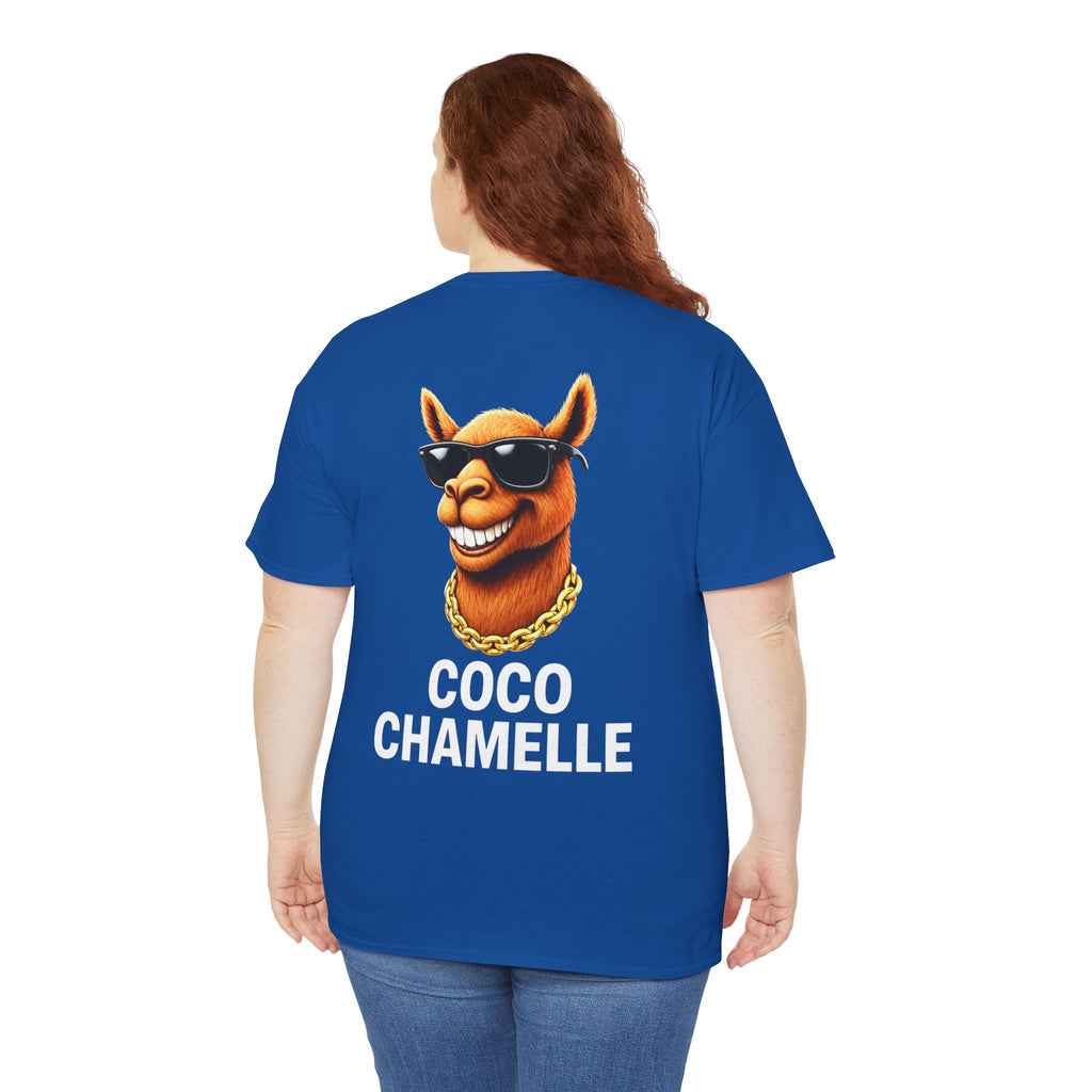 Coco Chamelle Tee Shirt - Cool Camel with Sunglasses & Gold Chain