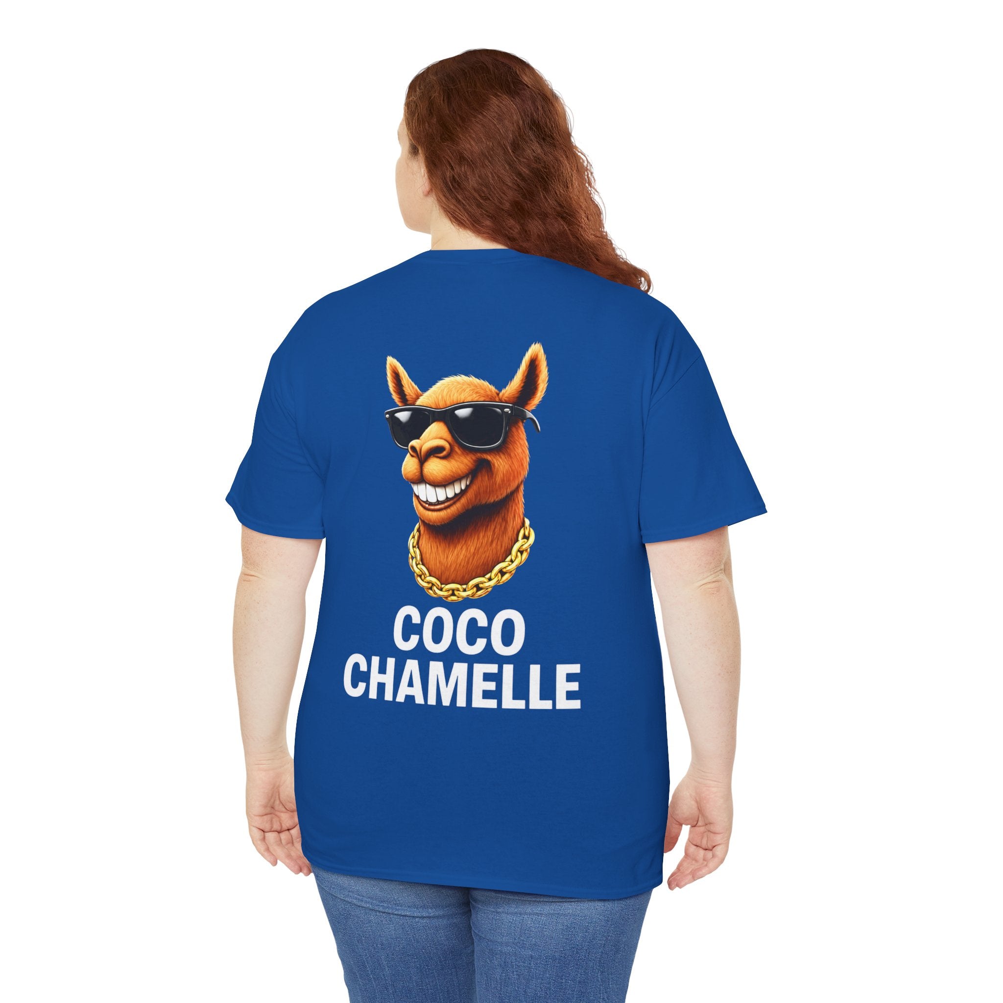 Coco Chamelle Tee Shirt - Cool Camel with Sunglasses & Gold Chain