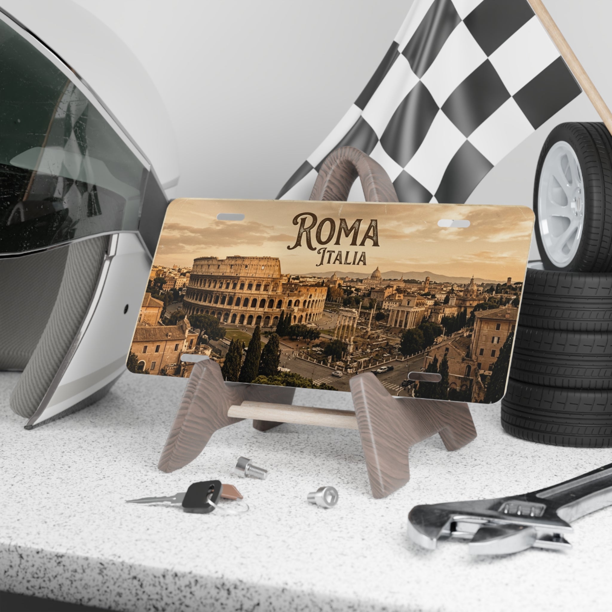 Roma Italia Colosseum License Plate Vanity Plate | Italian Cityscape Aluminum