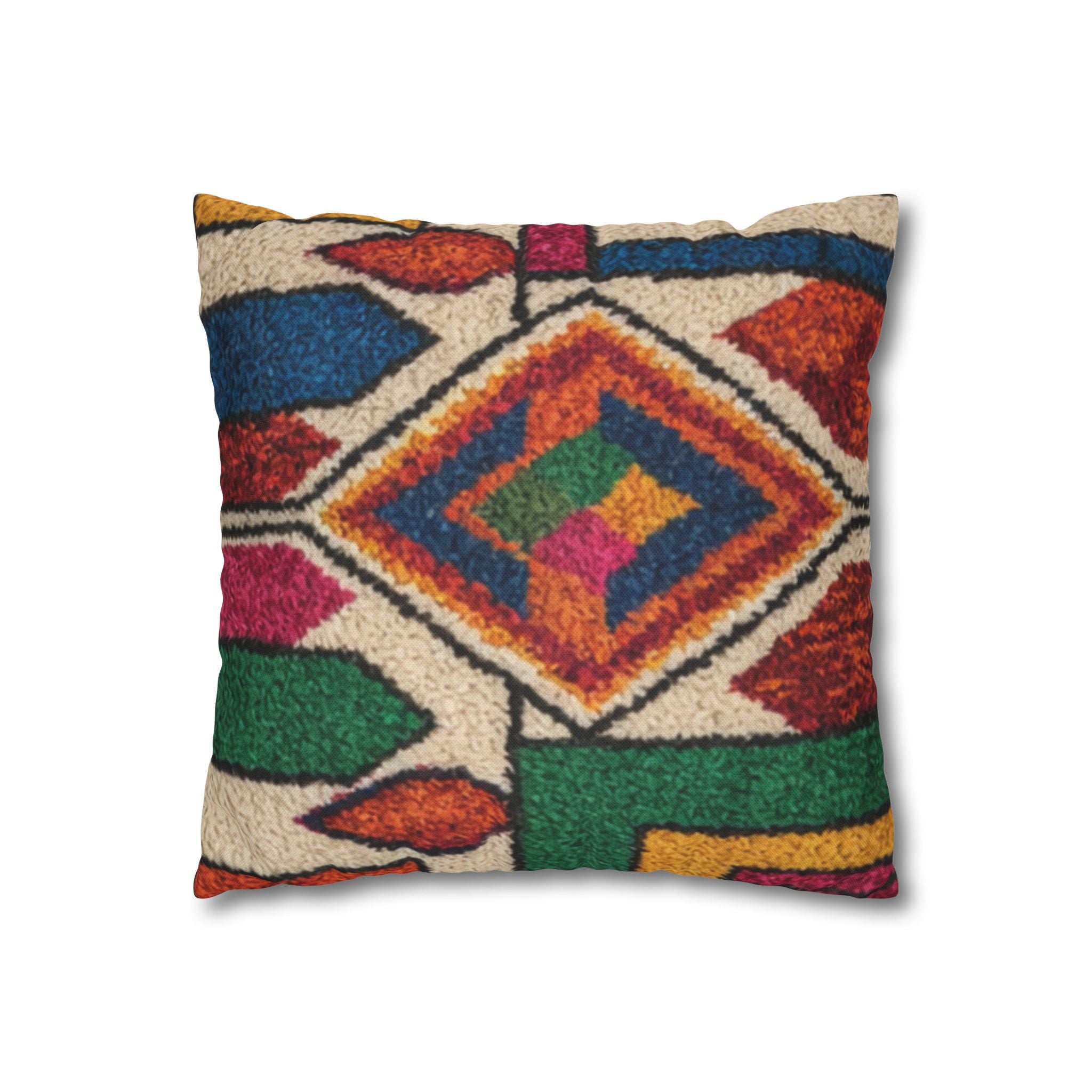 Moroccan Kilim Pattern Pillowcase Spun Polyester Square Pillowcase | Boho Geometric Throw