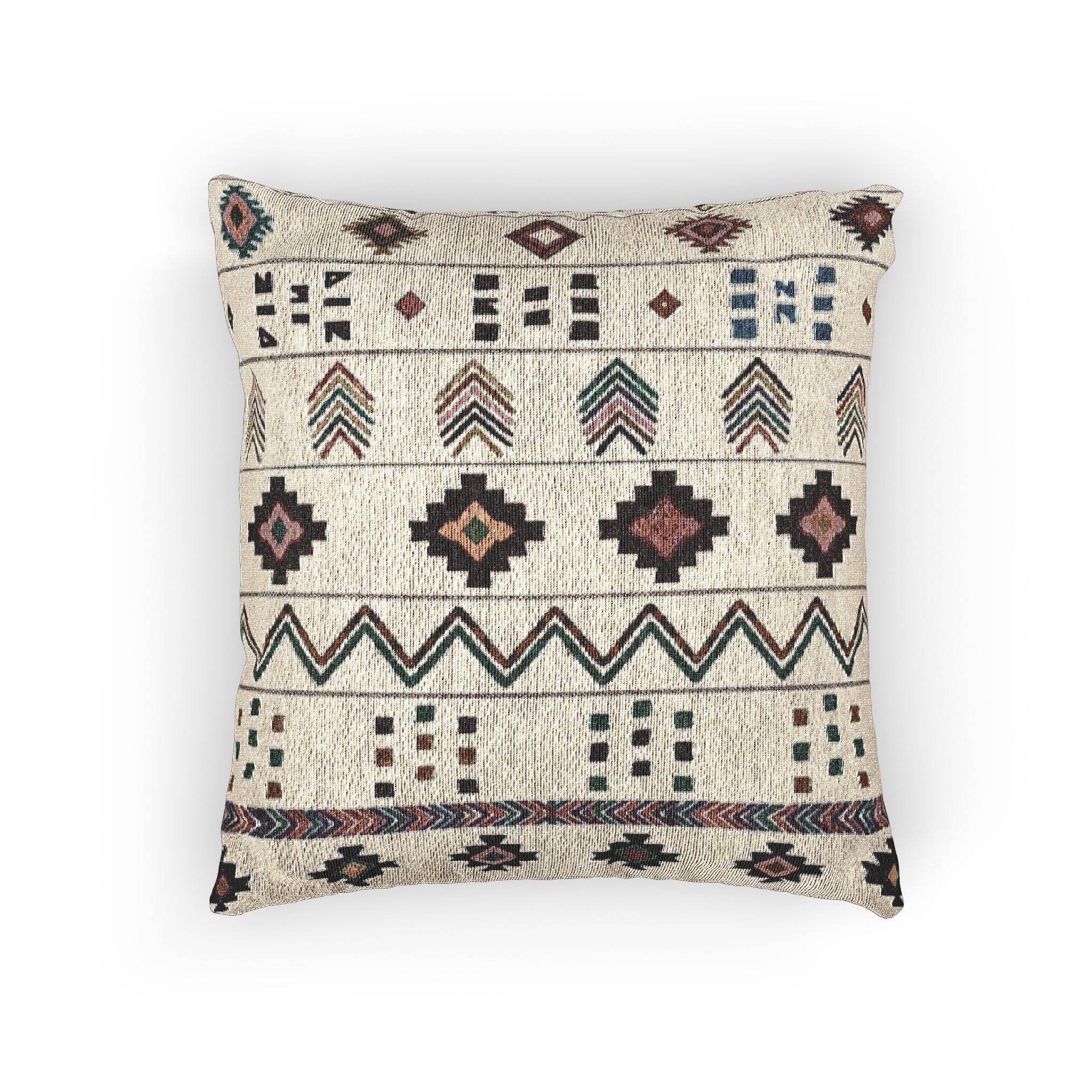 Southwestern Geometric Woven Pillow | Boho Tribal Throw Pillow