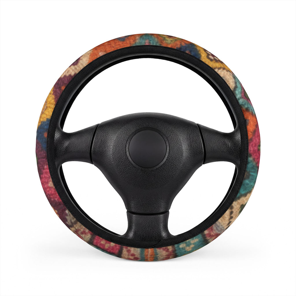 Boho Floral Pattern Car Steering Wheel Cover | Colorful Tie-Dye Inspired