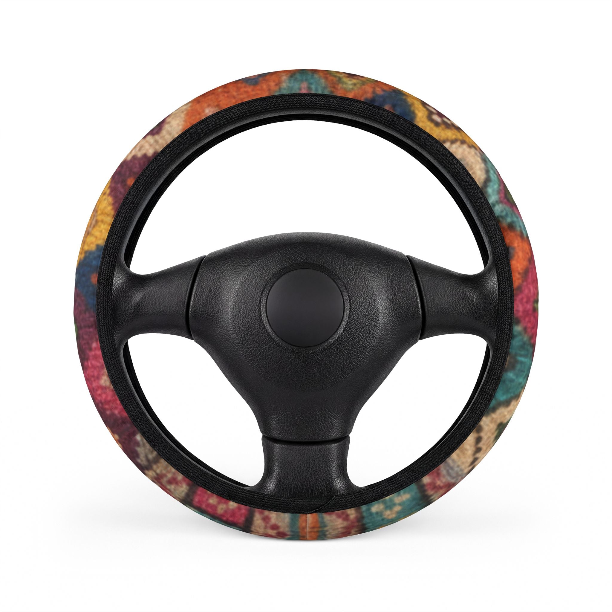 Boho Floral Pattern Car Steering Wheel Cover | Colorful Tie-Dye Inspired