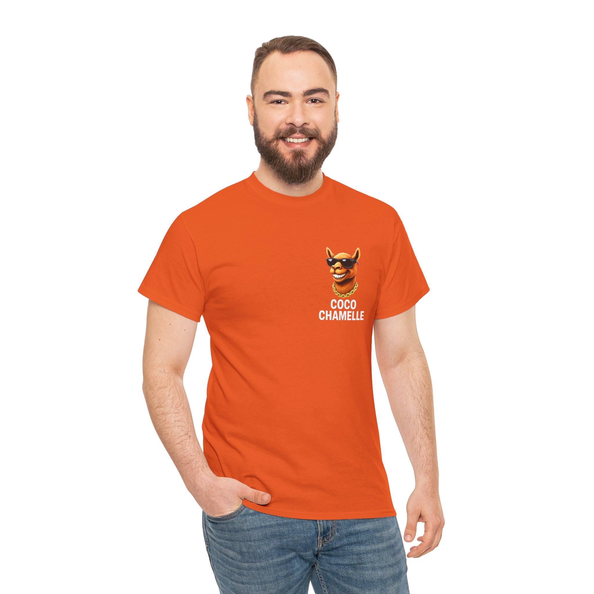 Coco Chamelle Tee Shirt - Cool Camel with Sunglasses & Gold Chain