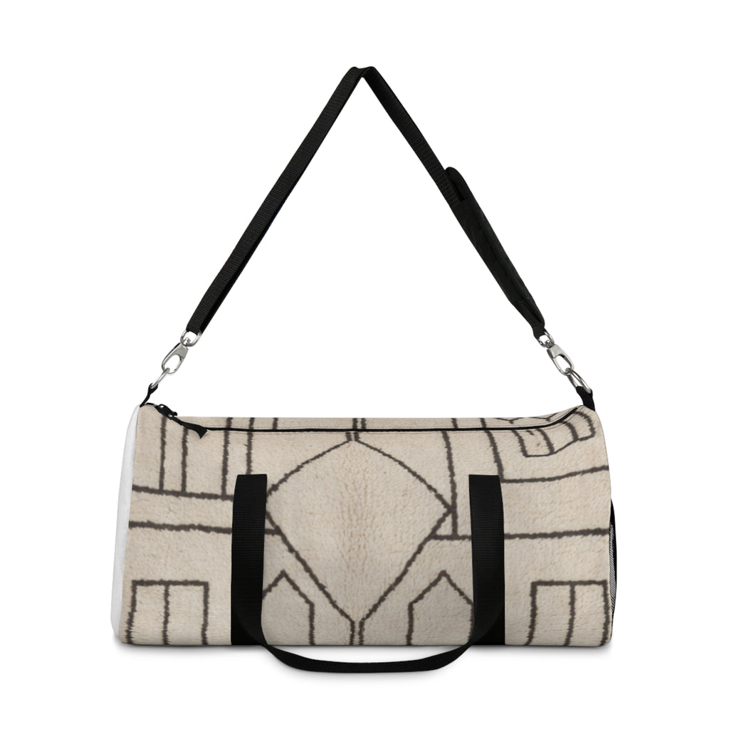 Neutral Geometric Pattern Duffel Bag | Minimalist Travel Tote