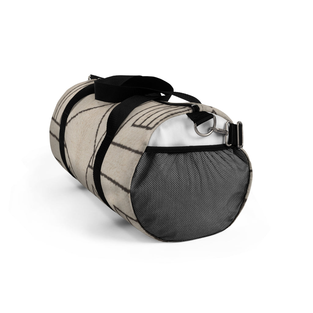 Neutral Geometric Pattern Duffel Bag | Minimalist Travel Tote