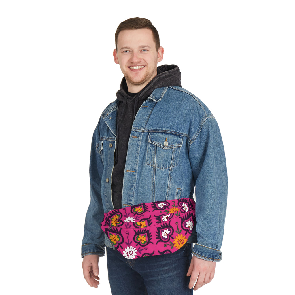 Pink Floral Pattern Fanny Pack | Boho Flower Waist Bag