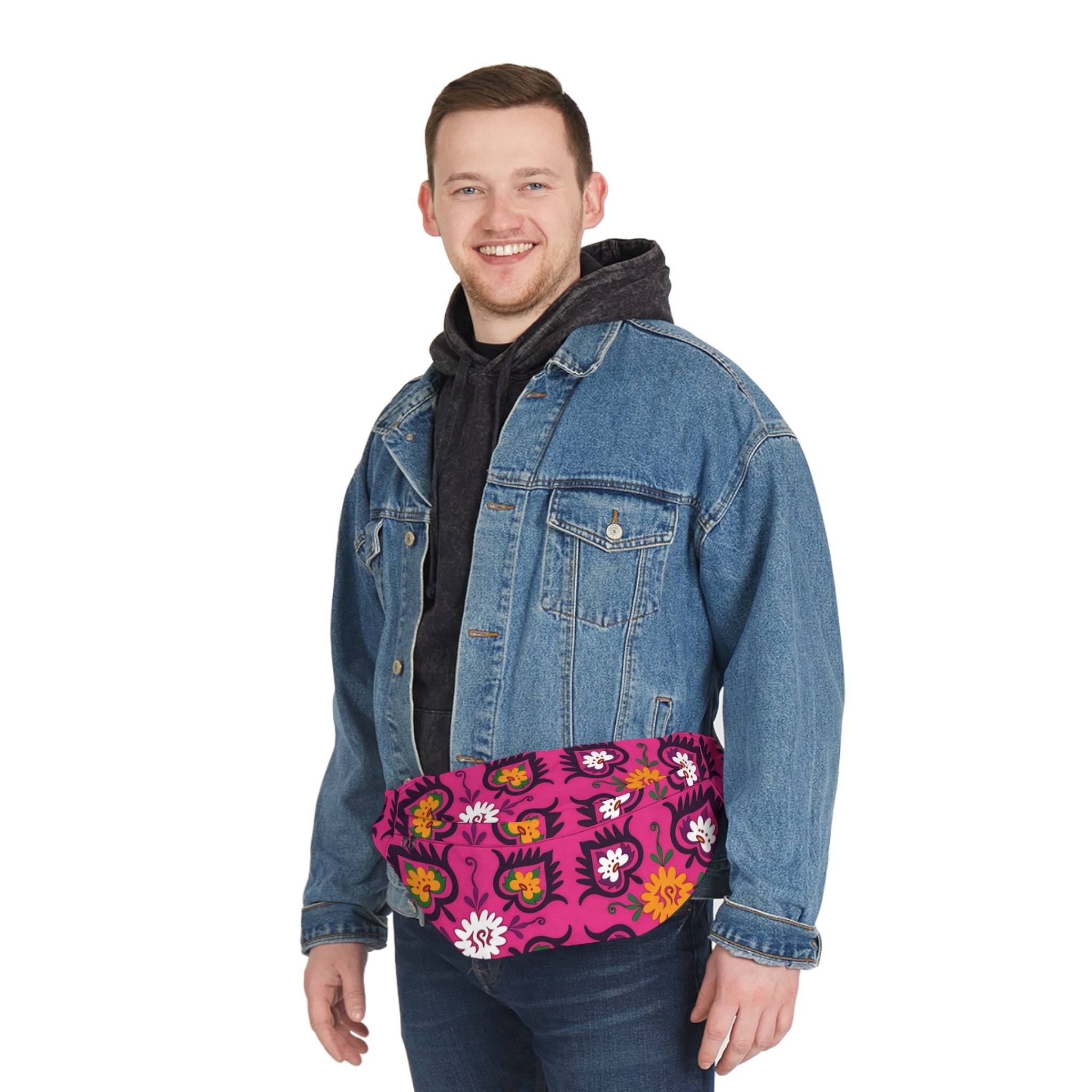 Pink Floral Pattern Fanny Pack | Boho Flower Waist Bag