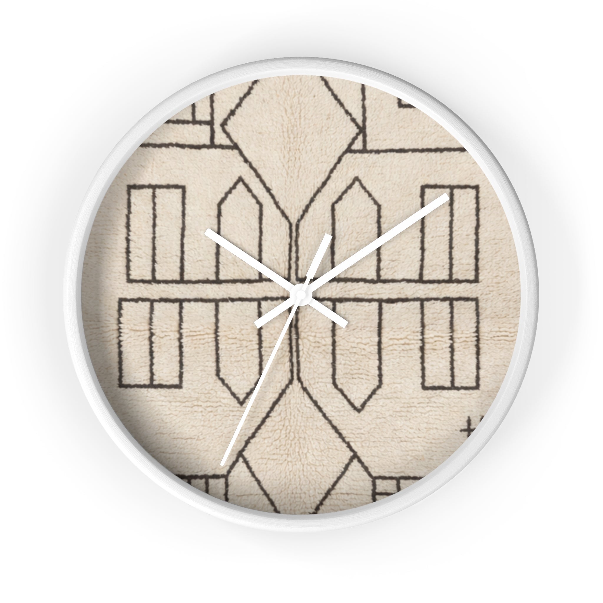 Geometric Line Moroccan Pattern Wall Clock | Neutral Modern Home Decor