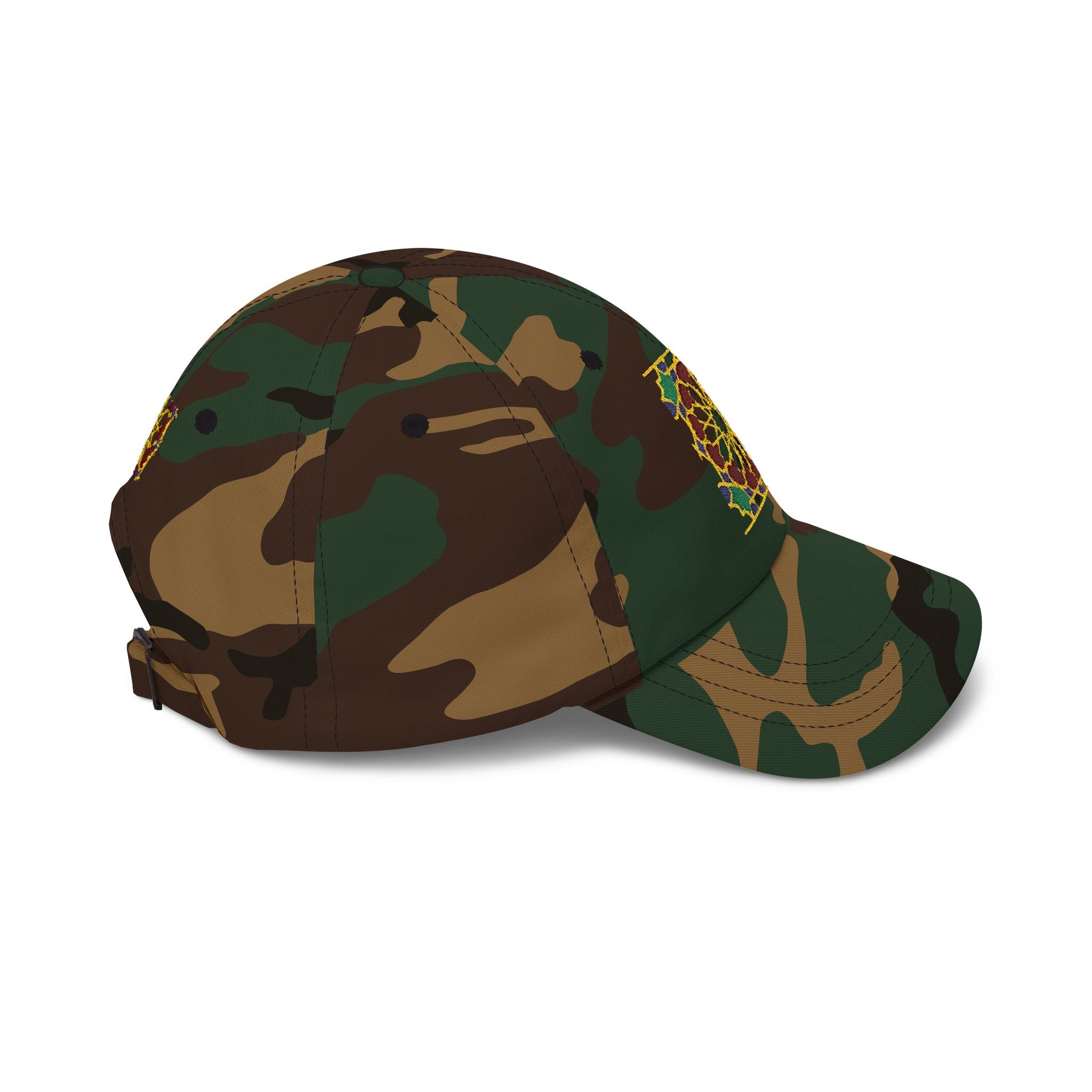 Floral Moroccan Mosaic Embroidered Dad Cap | White Cotton Baseball Hat